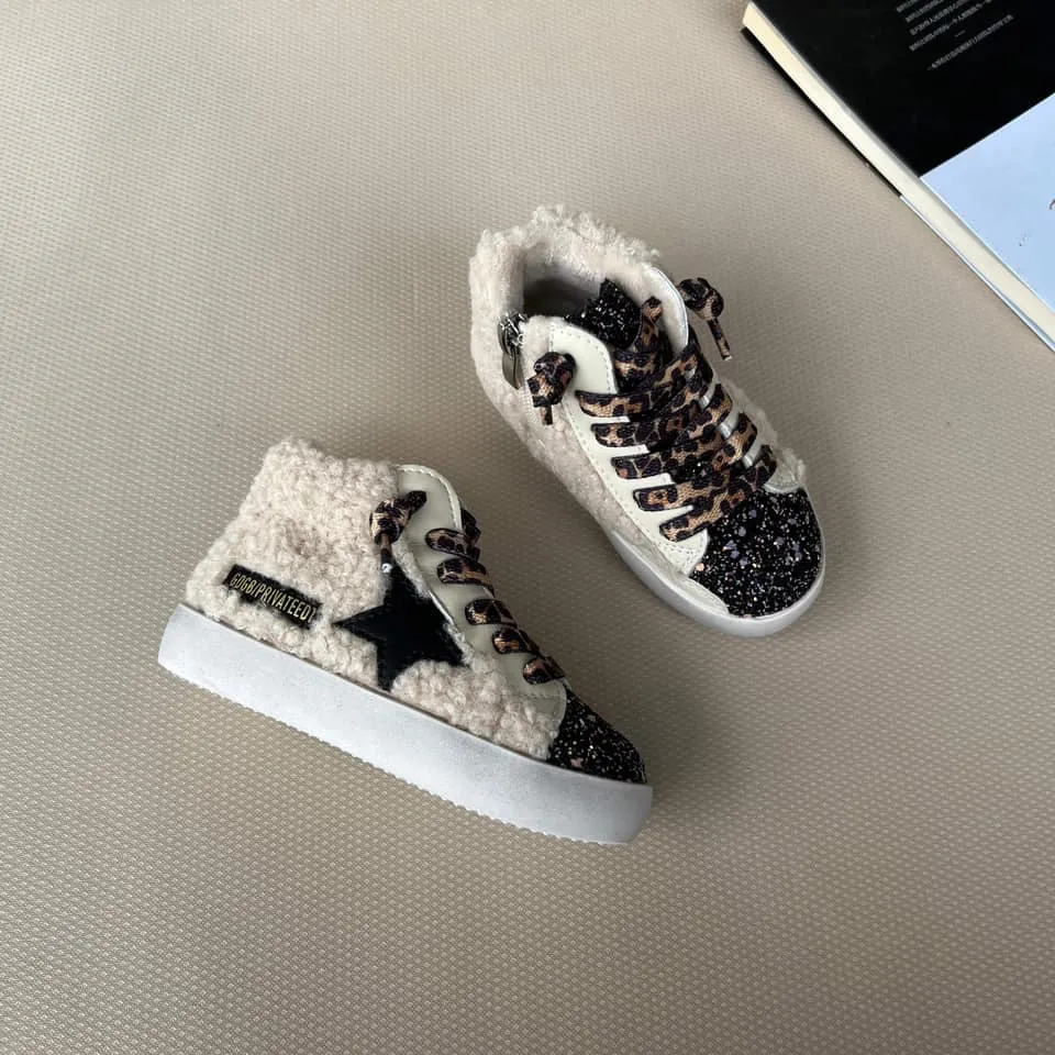 Cream Sherpa High Top Star Sneaker