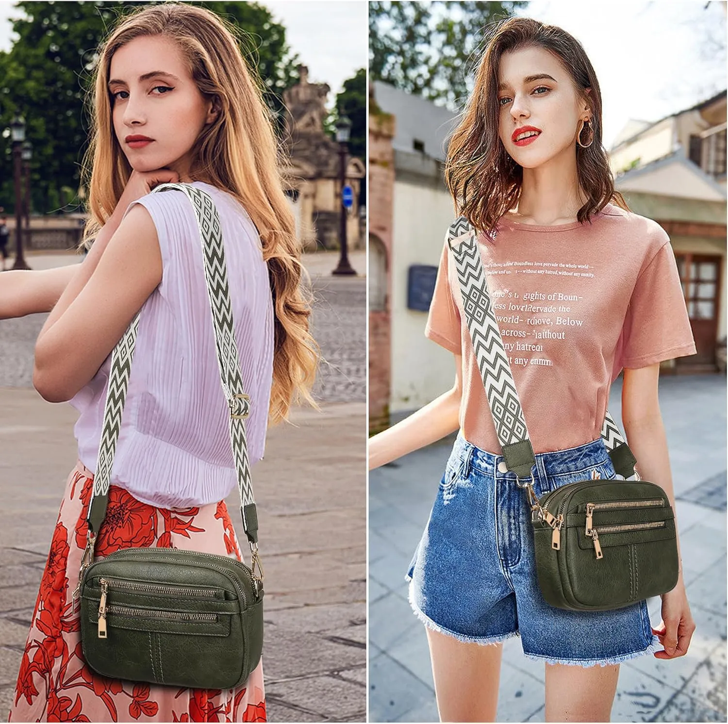 Crossbody Bags for Women, 6-Pockets Purses for Women, Vegan Leather Handbags Shoulder Bag for Travel Shopping