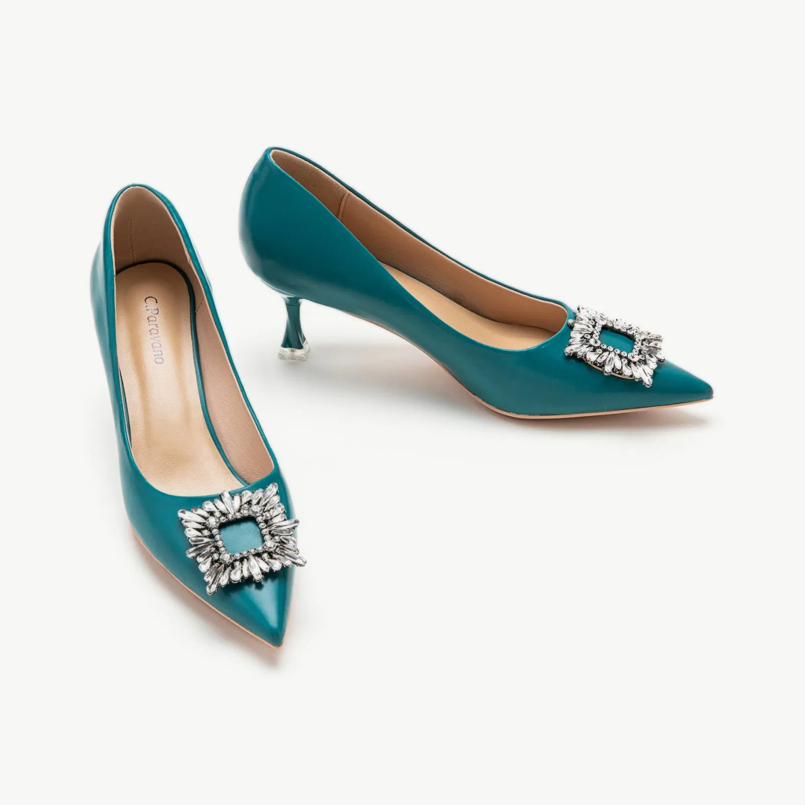 Crystal Buckle Embellished Women Pumps