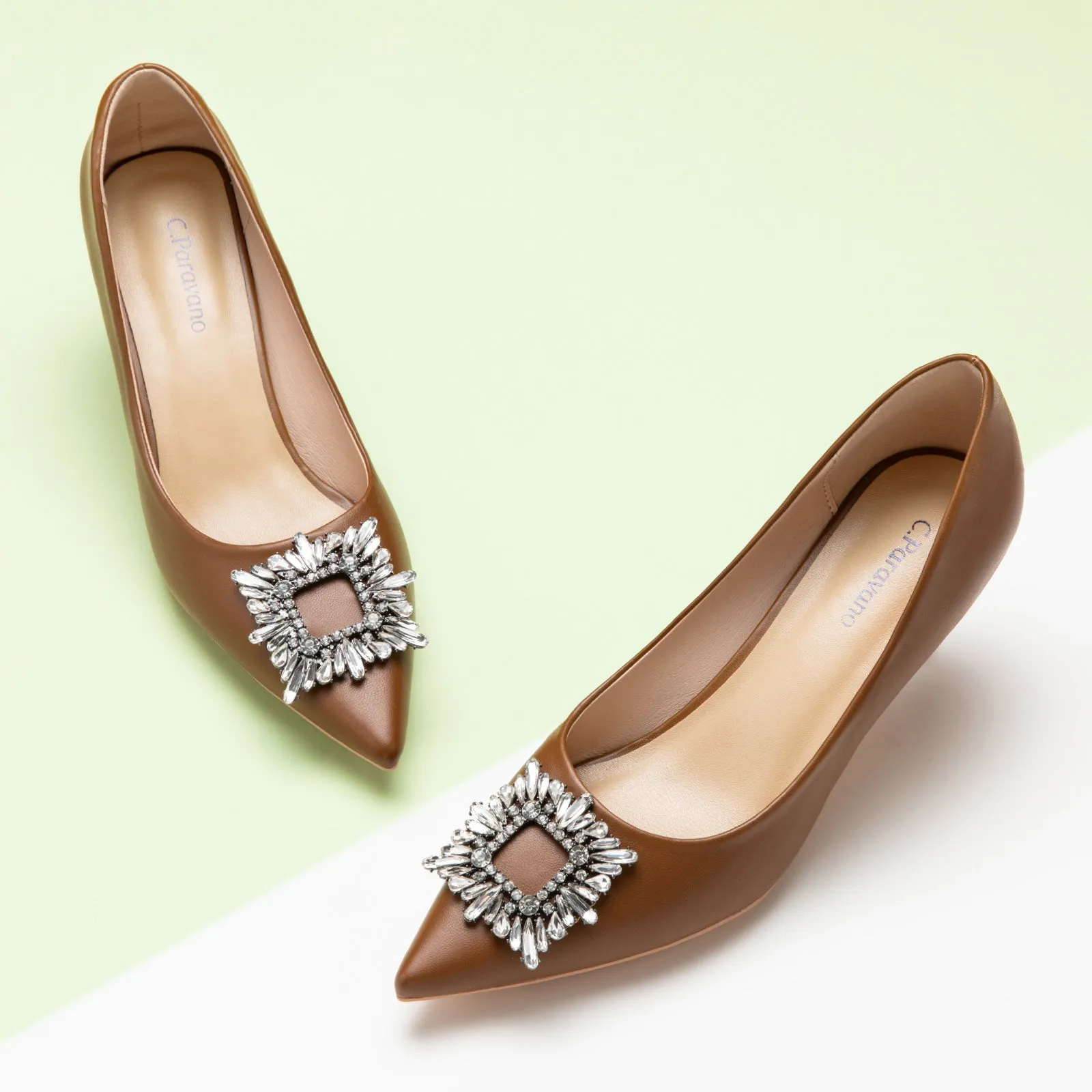 Crystal Buckle Embellished Women Pumps