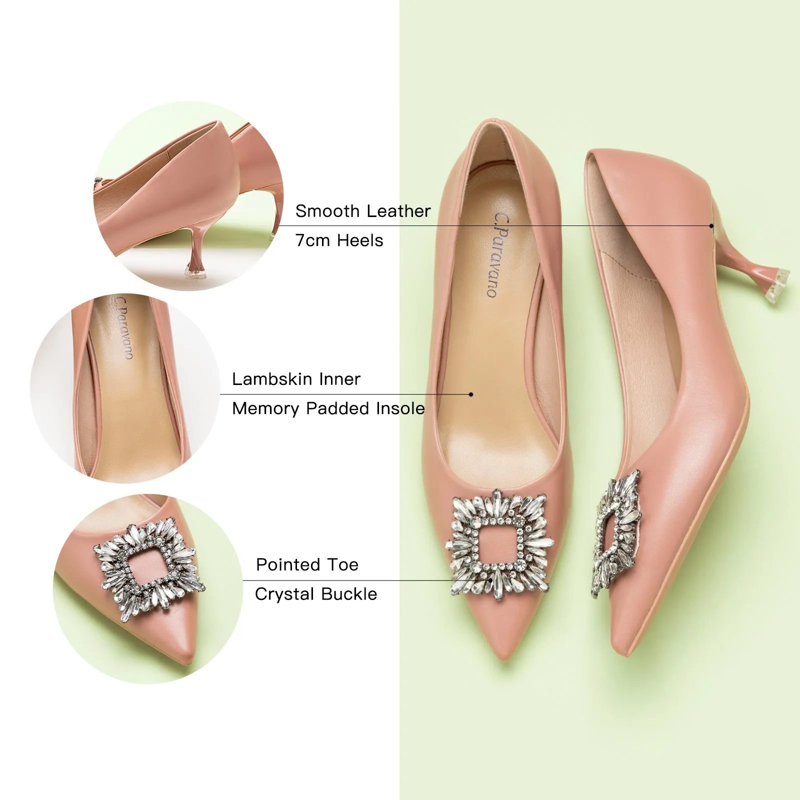 Crystal Buckle Embellished Women Pumps