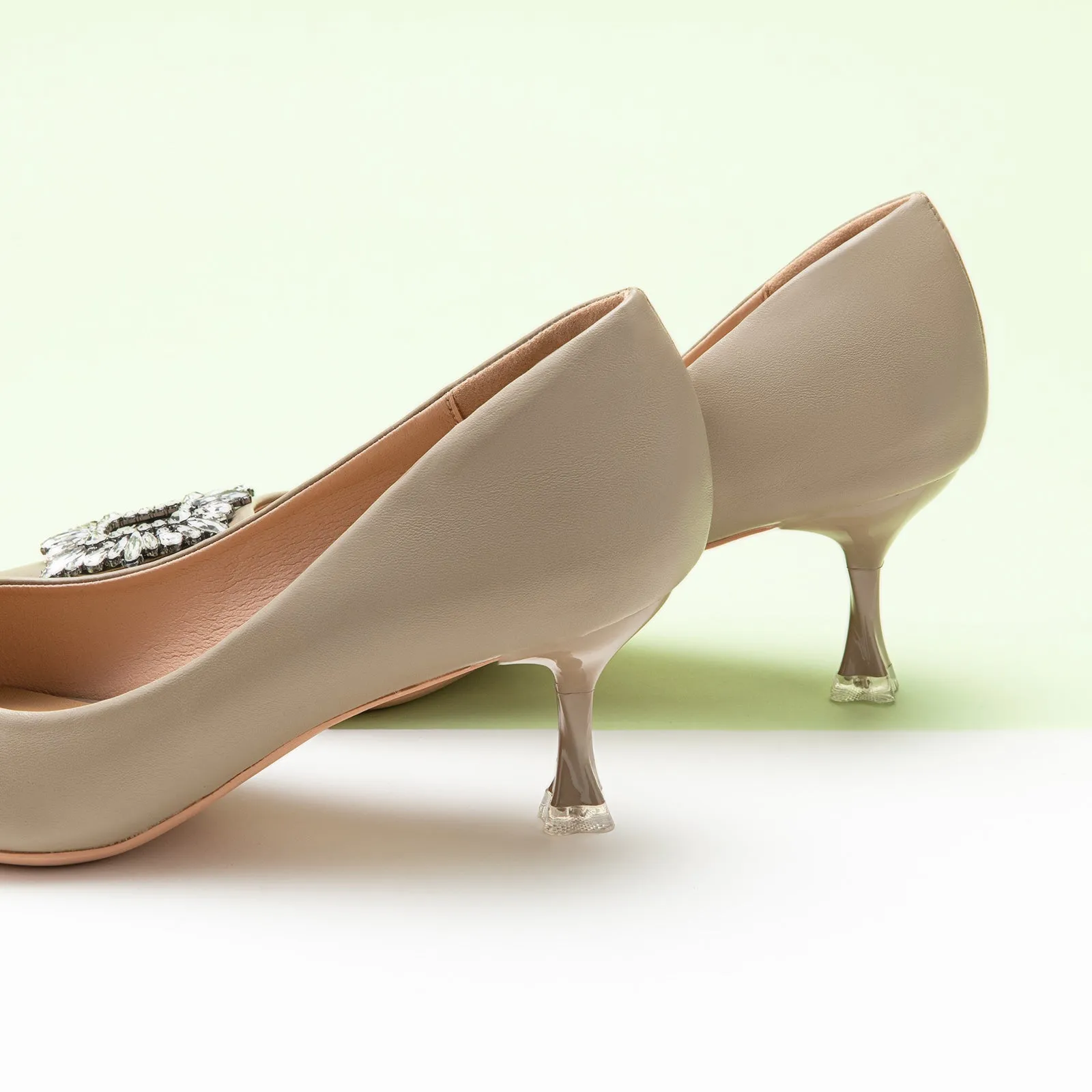 Crystal Buckle Embellished Women Pumps