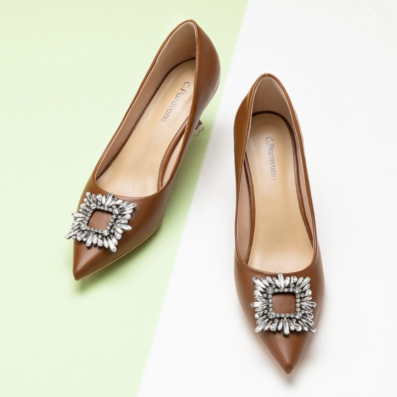 Crystal Buckle Embellished Women Pumps