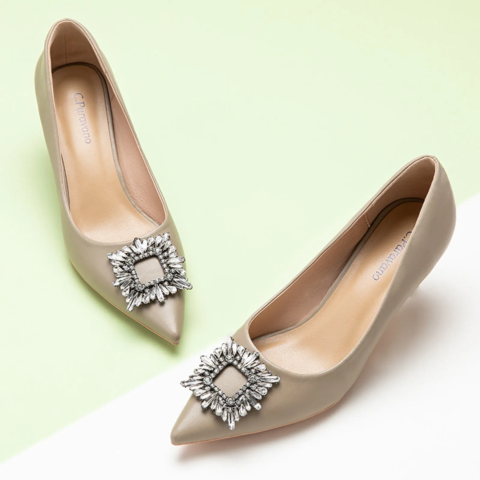 Crystal Buckle Embellished Women Pumps