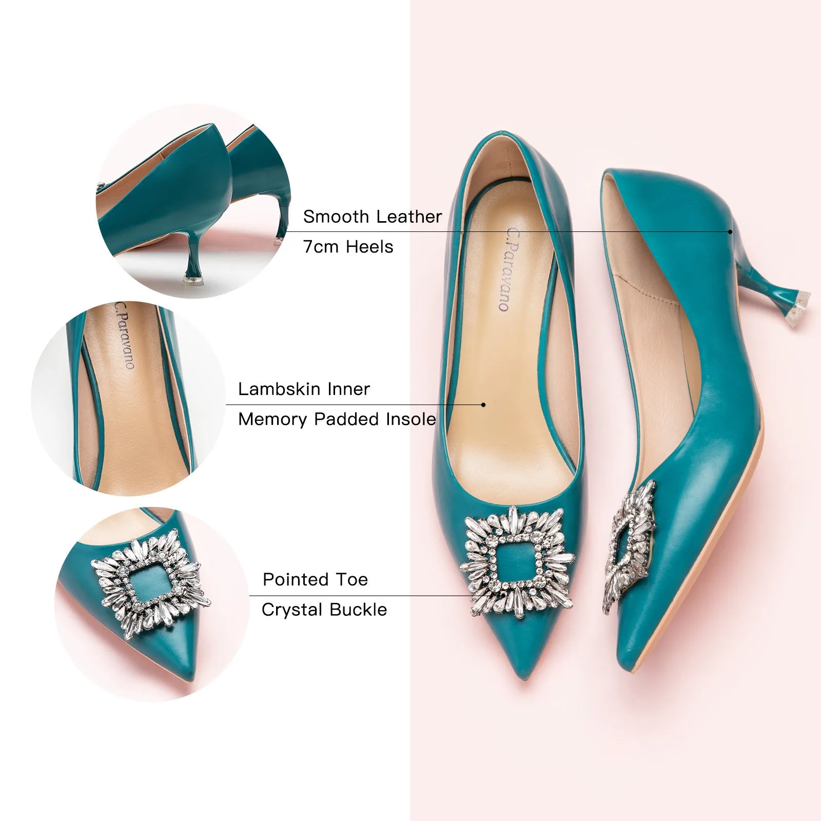 Crystal Buckle Embellished Women Pumps