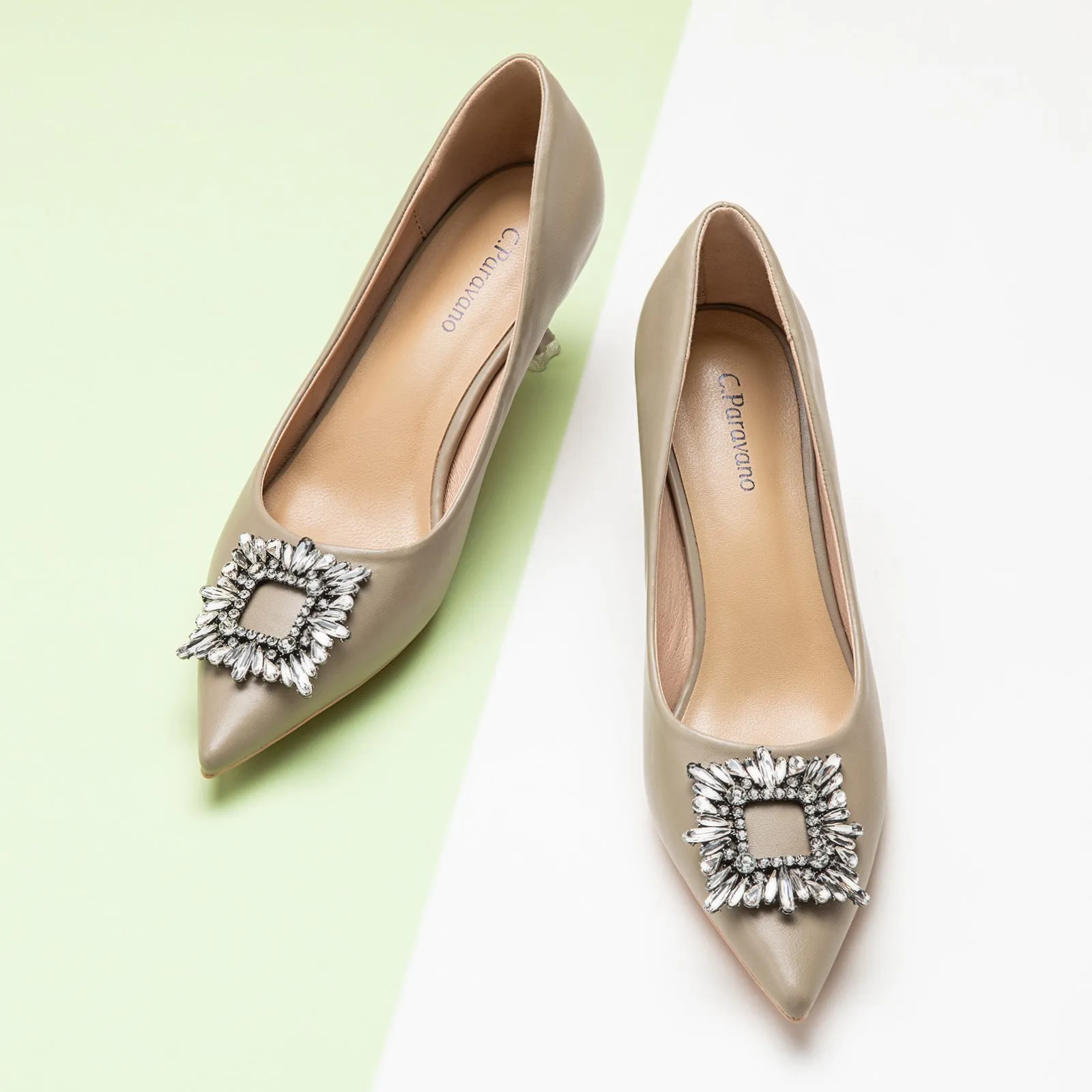 Crystal Buckle Embellished Women Pumps
