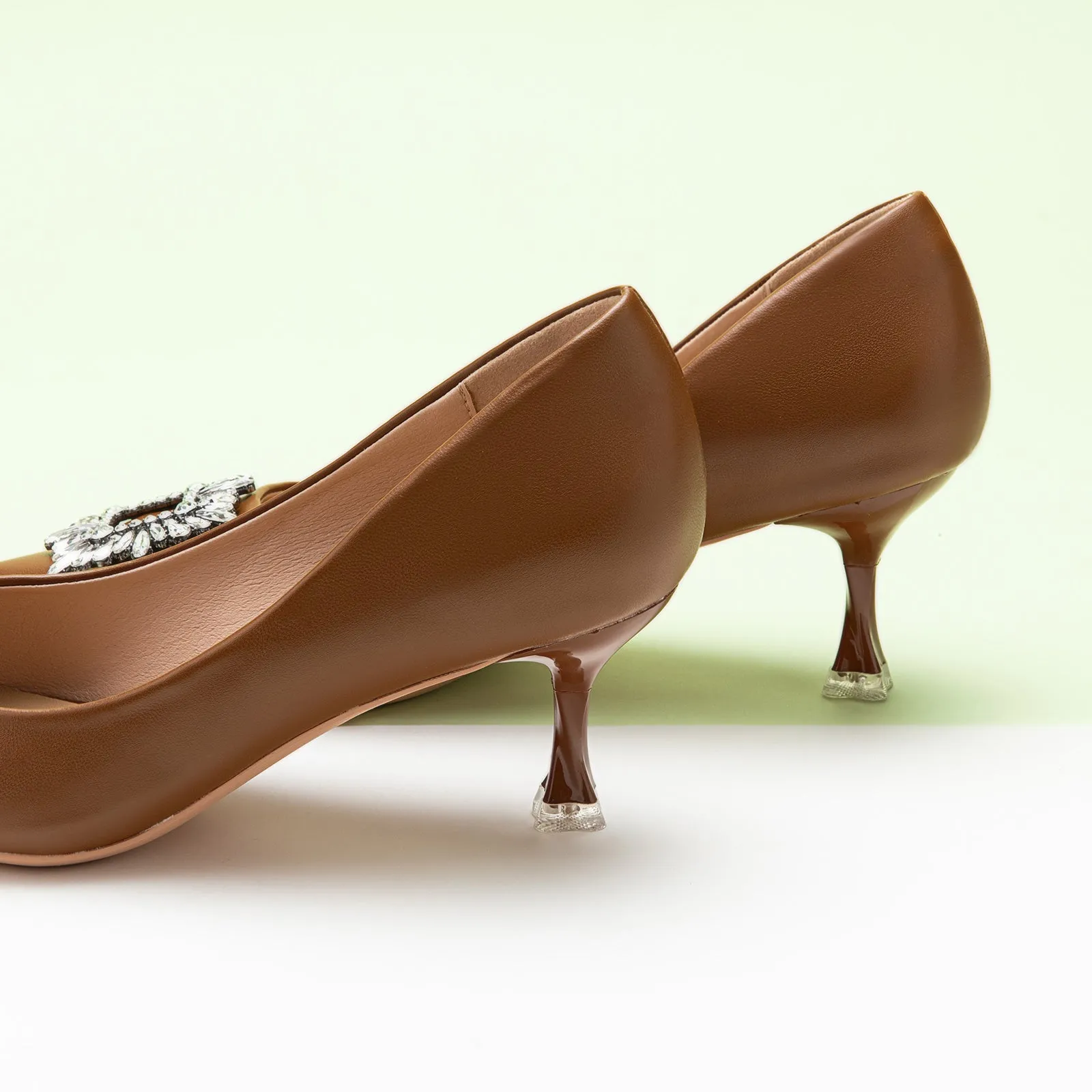 Crystal Buckle Embellished Women Pumps