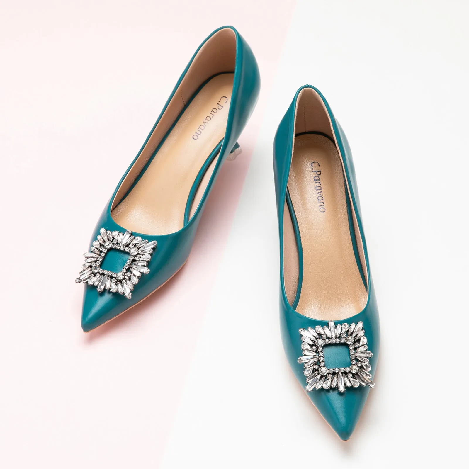 Crystal Buckle Embellished Women Pumps