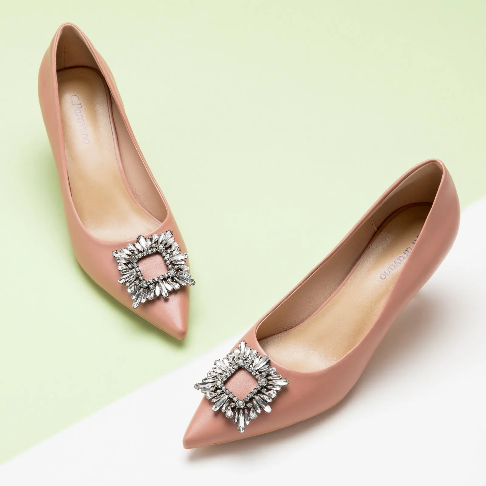 Crystal Buckle Embellished Women Pumps