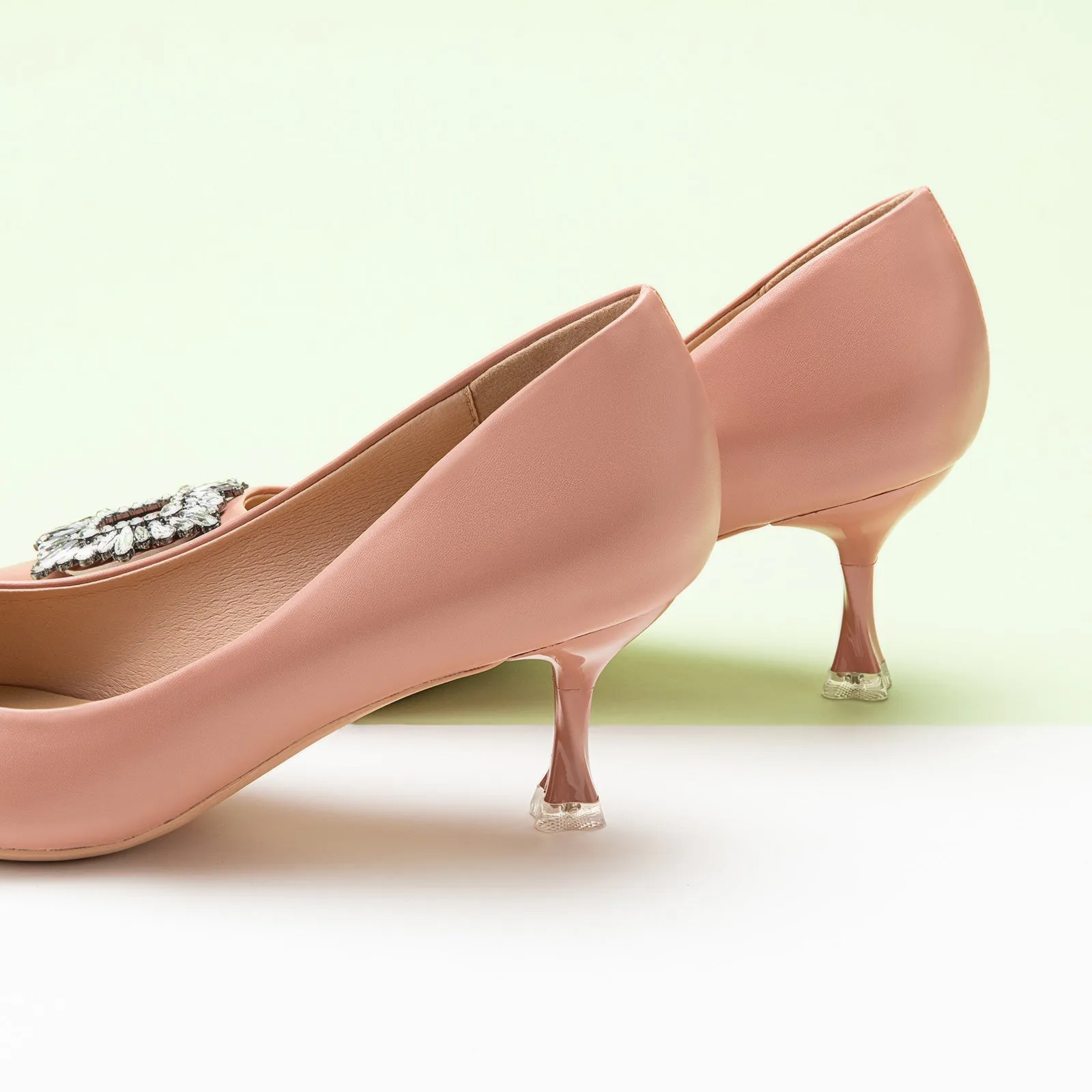 Crystal Buckle Embellished Women Pumps