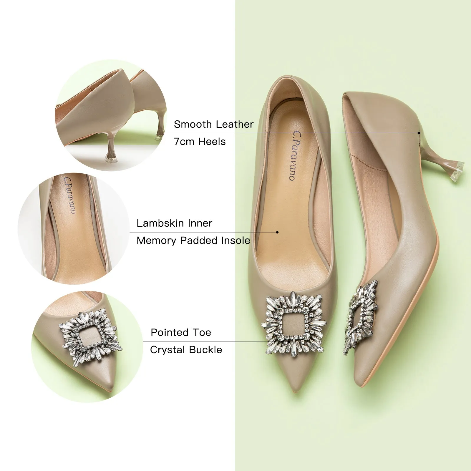 Crystal Buckle Embellished Women Pumps