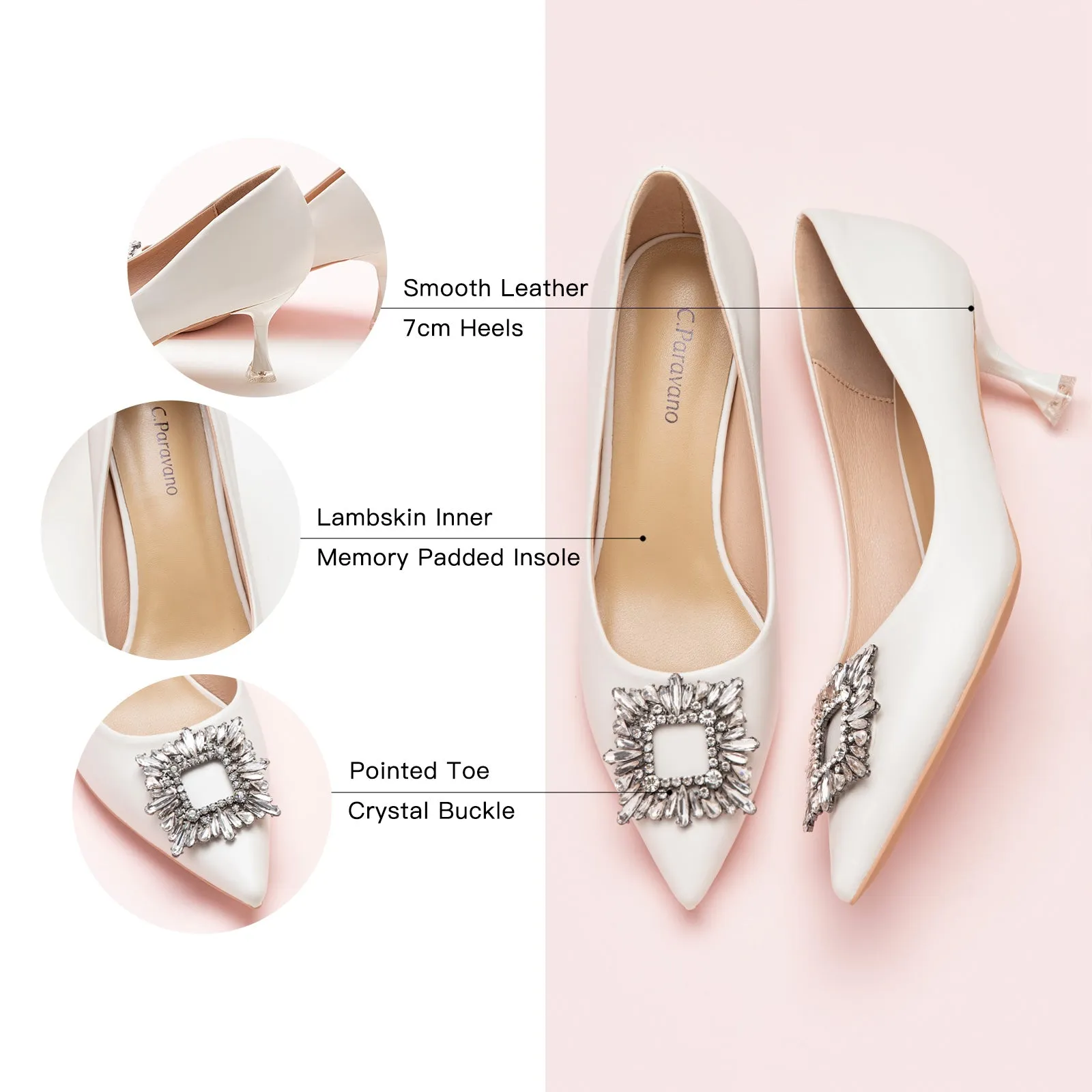 Crystal Buckle Embellished Women Pumps