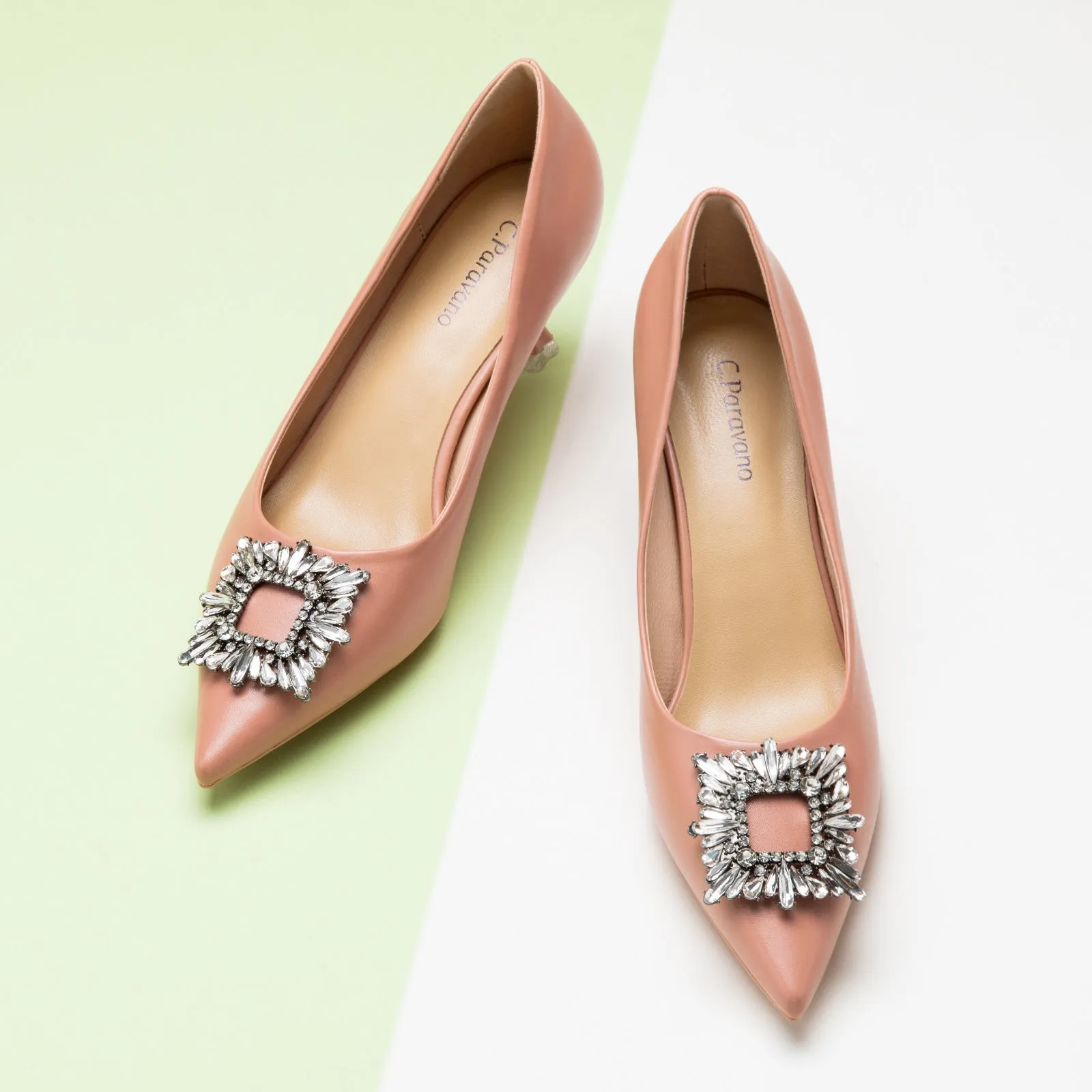 Crystal Buckle Embellished Women Pumps