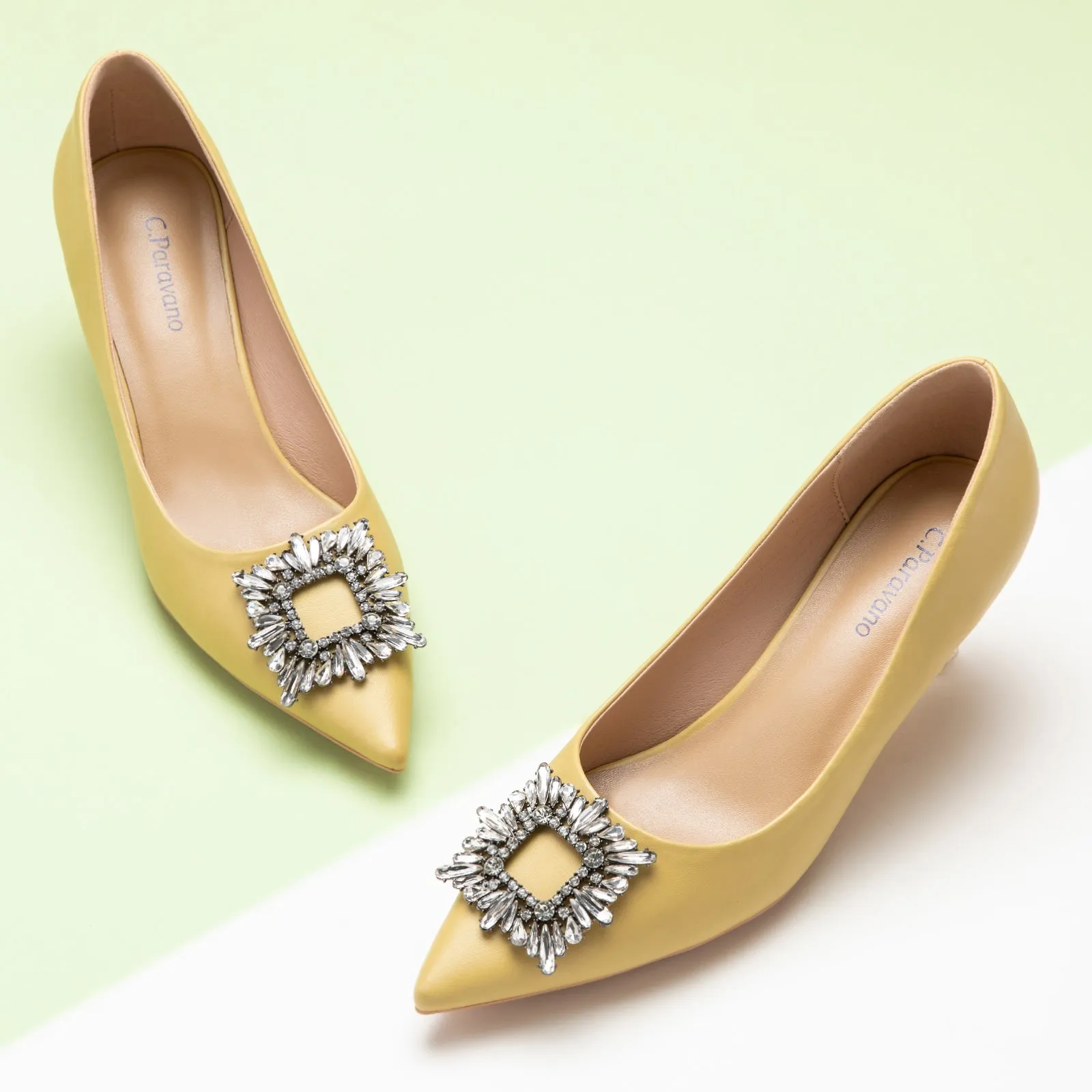 Crystal Buckle Embellished Women Pumps