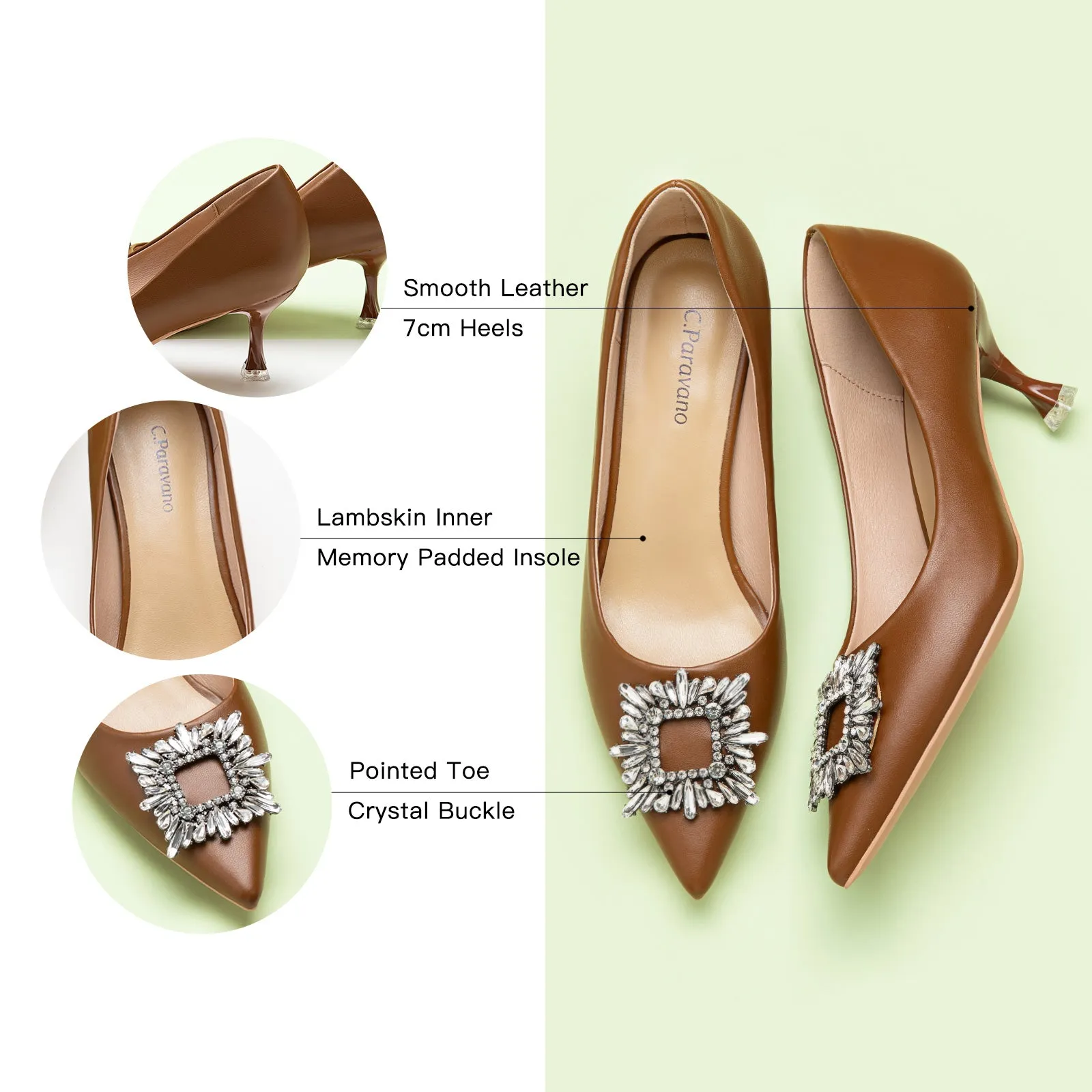 Crystal Buckle Embellished Women Pumps