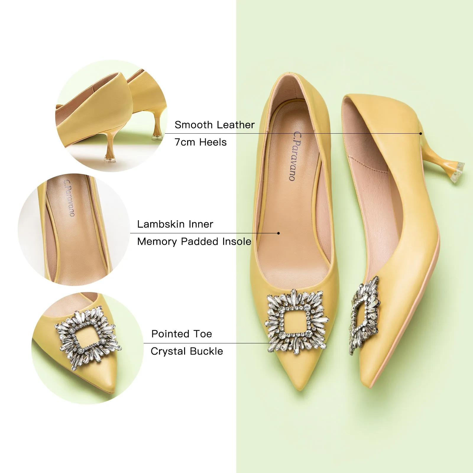 Crystal Buckle Embellished Women Pumps