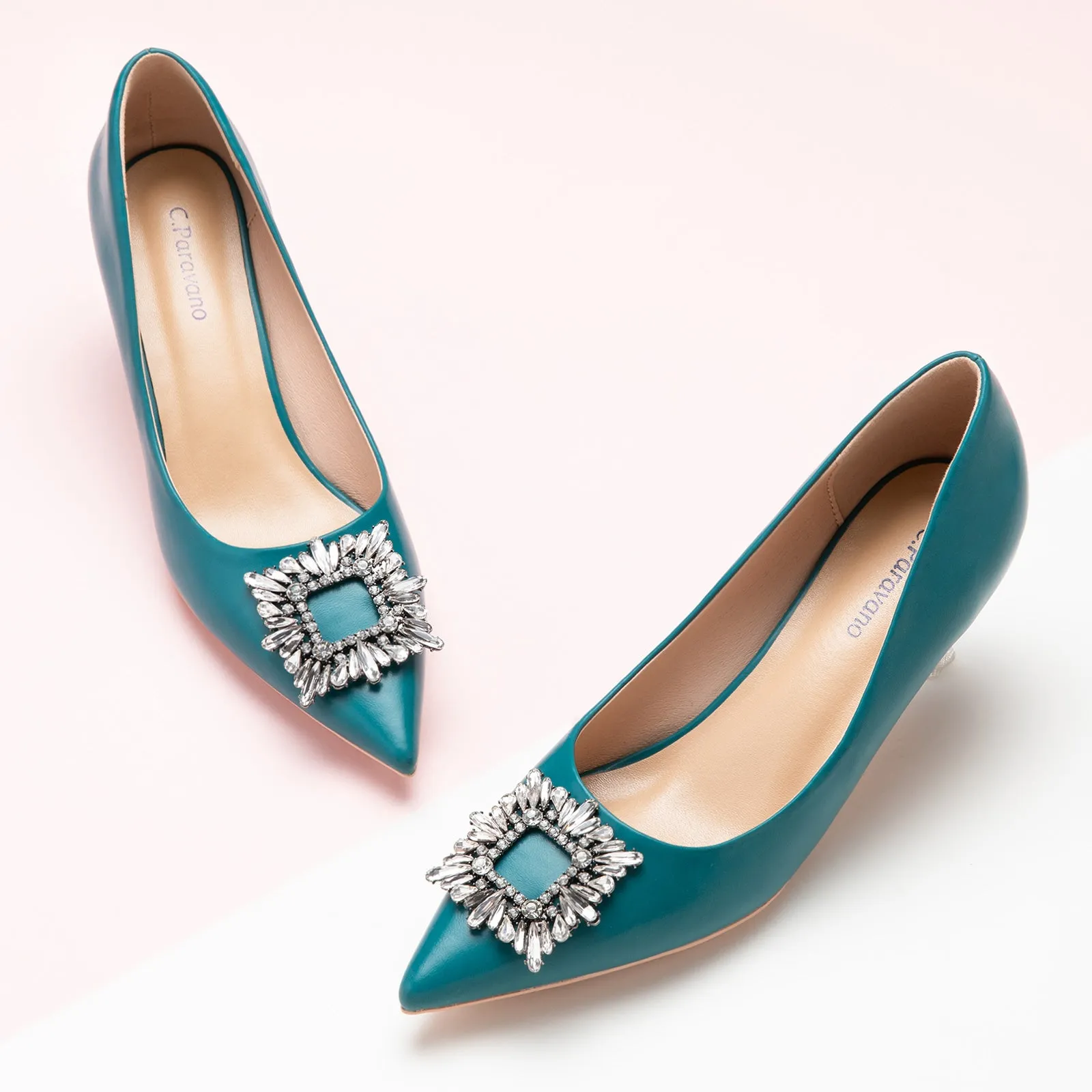 Crystal Buckle Embellished Women Pumps