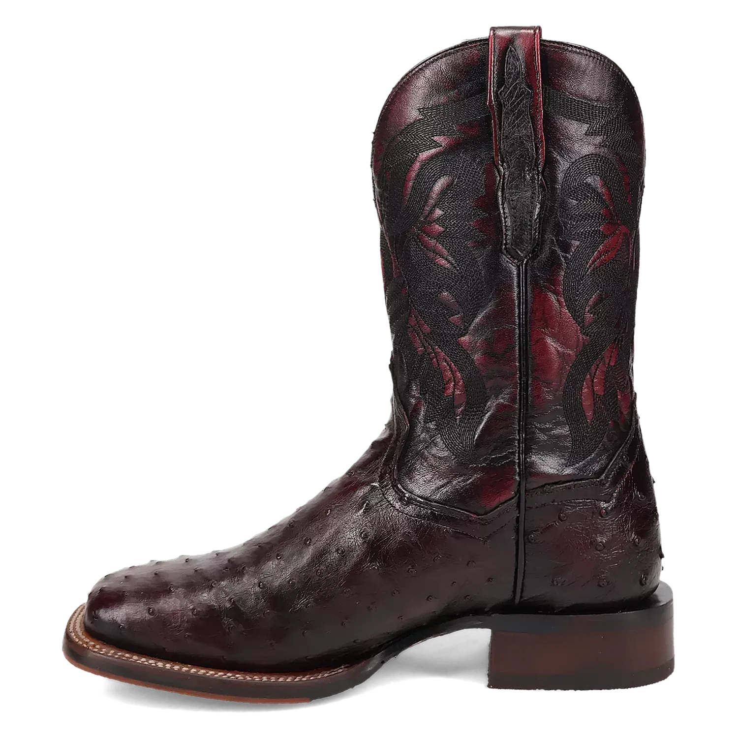Dan Post Alamosa (Black Cherry)  - Men's Ostrich Skin Leather Cowboy Boots