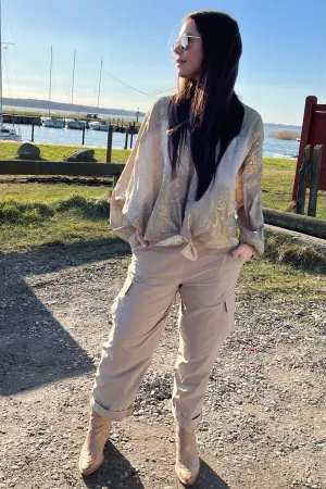 Davina Wide Cargo Pants | Sand | Bukser fra Black Colour