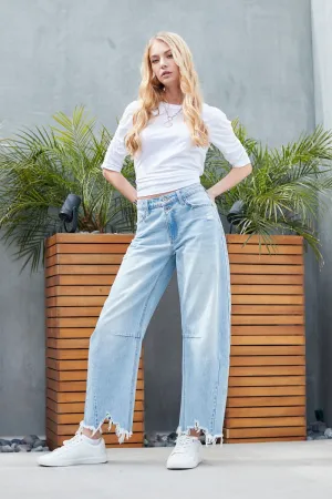 Distressed Barrel Jeans