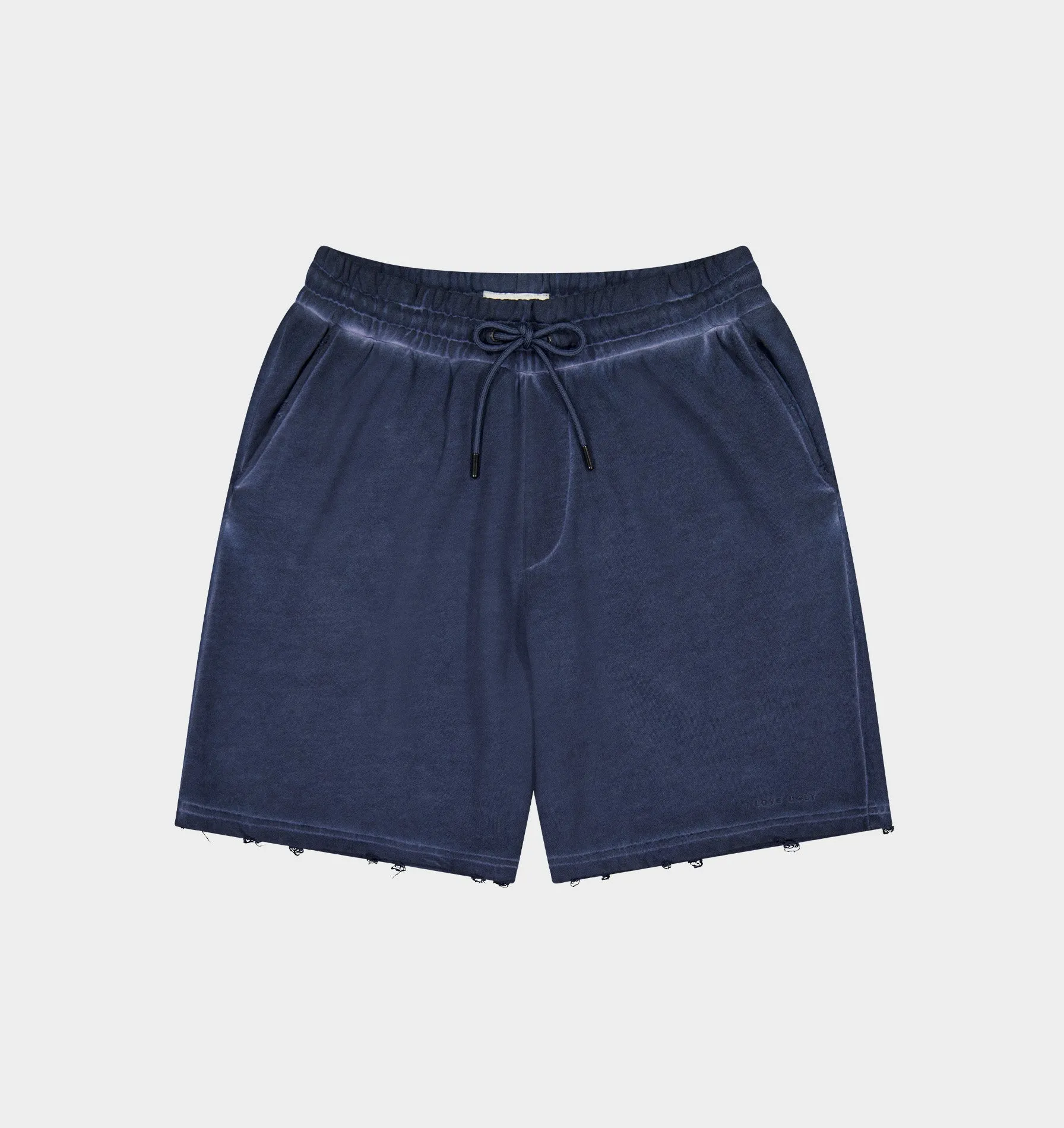 Distressed Trackie Short - Dirty Navy