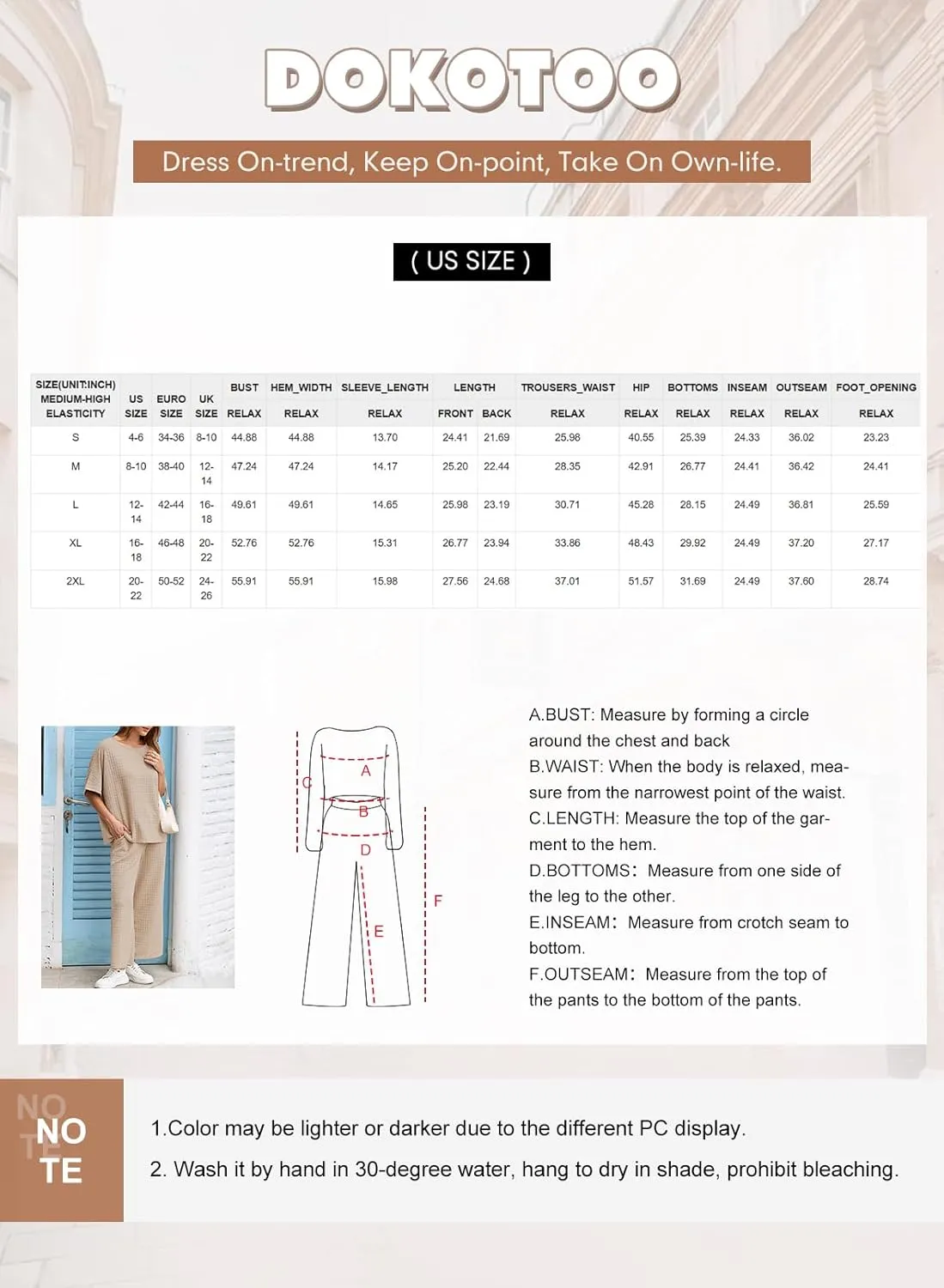 Dokotoo Women's Summer 2 Piece Sets Short Sleeve Crewneck Pullover Shirts Tops and Drawstring Wide Leg Pants Lounge Sets