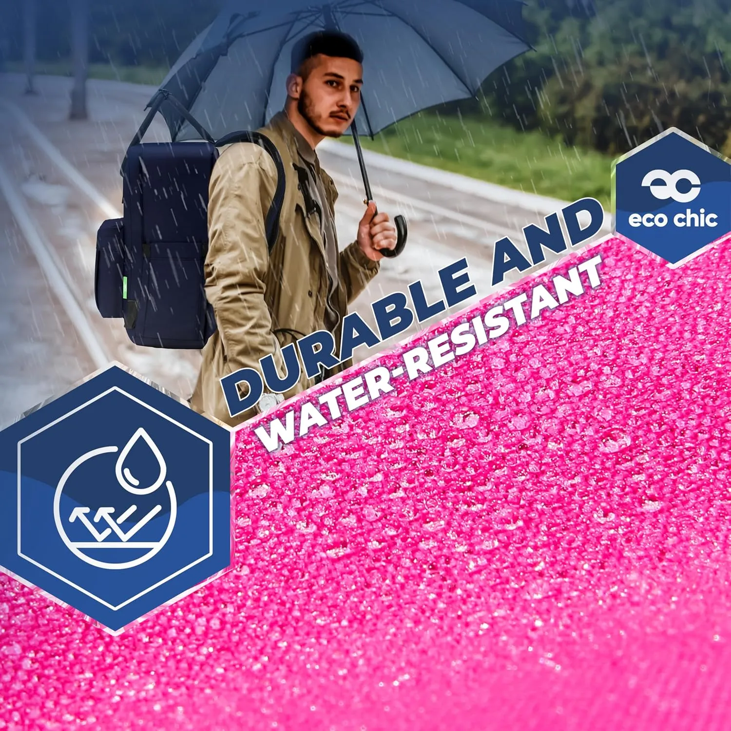ECO CHIC Waterproof Recycled Canvas Twin-Handle Backpack  Sustainable Laptop Backpack