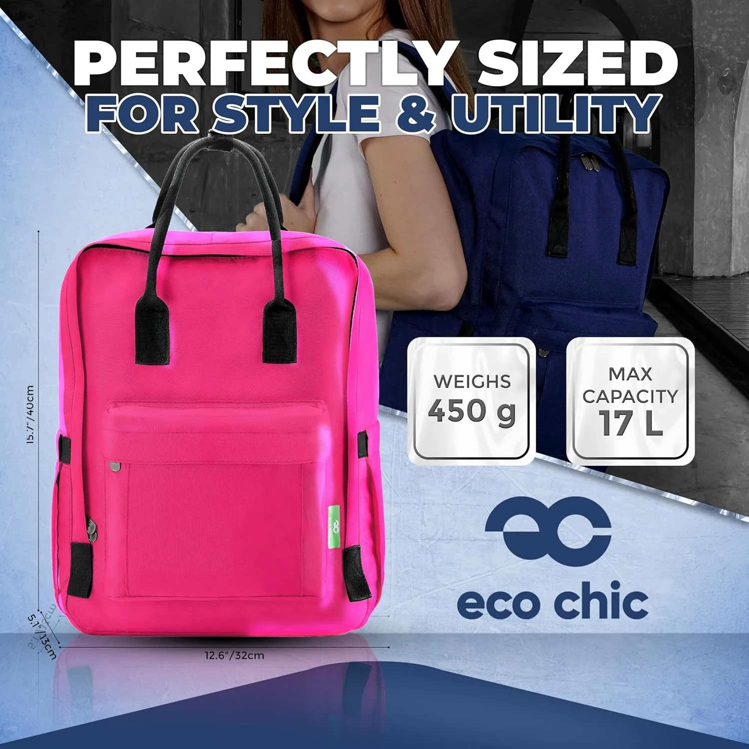 ECO CHIC Waterproof Recycled Canvas Twin-Handle Backpack  Sustainable Laptop Backpack