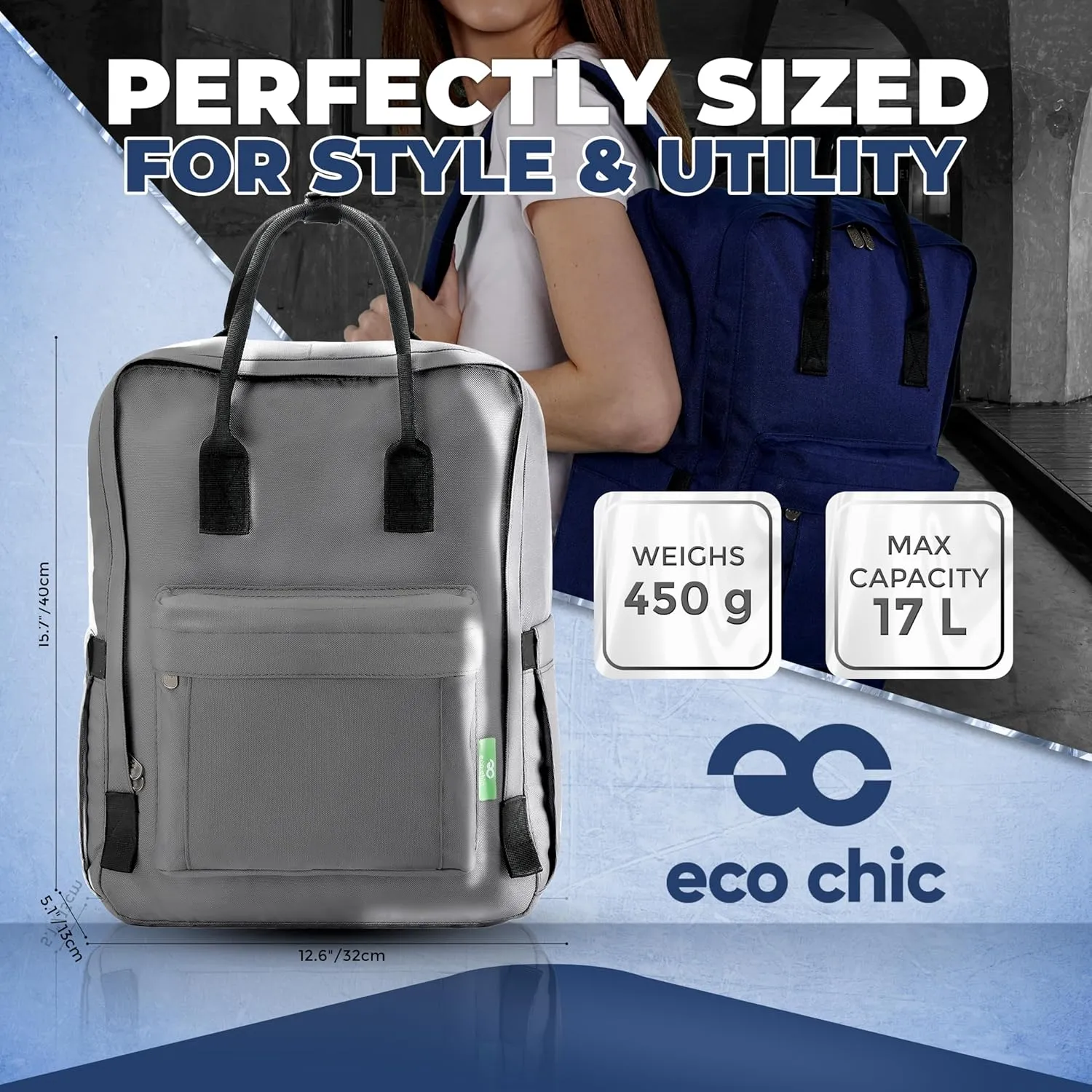 ECO CHIC Waterproof Recycled Canvas Twin-Handle Backpack  Sustainable Laptop Backpack