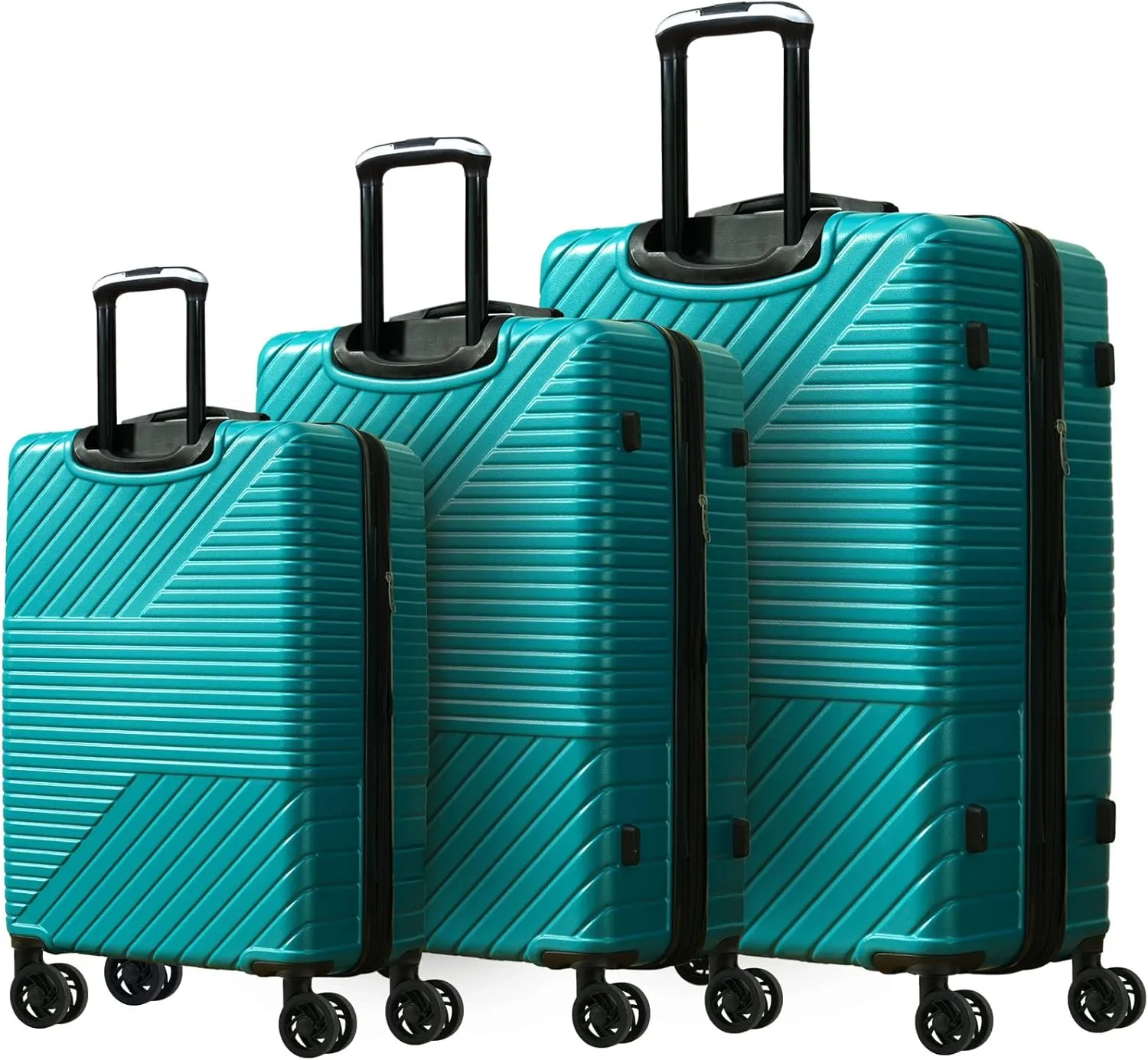 Effortless Travel with 3-Piece Hardshell Luggage Set, Lightweight Expansion, Double Spinner Wheels, Durable ABS Matte Texture, Green