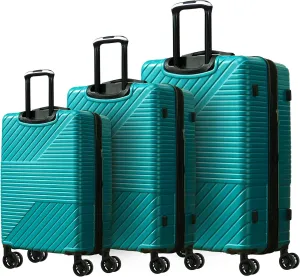 Effortless Travel with 3-Piece Hardshell Luggage Set, Lightweight Expansion, Double Spinner Wheels, Durable ABS Matte Texture, Green