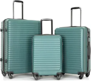 Effortless Travel with Lightweight 3-Piece Luggage Set, Adjustable Pull Rod, Spinner Wheels, Convenient Storage, Green