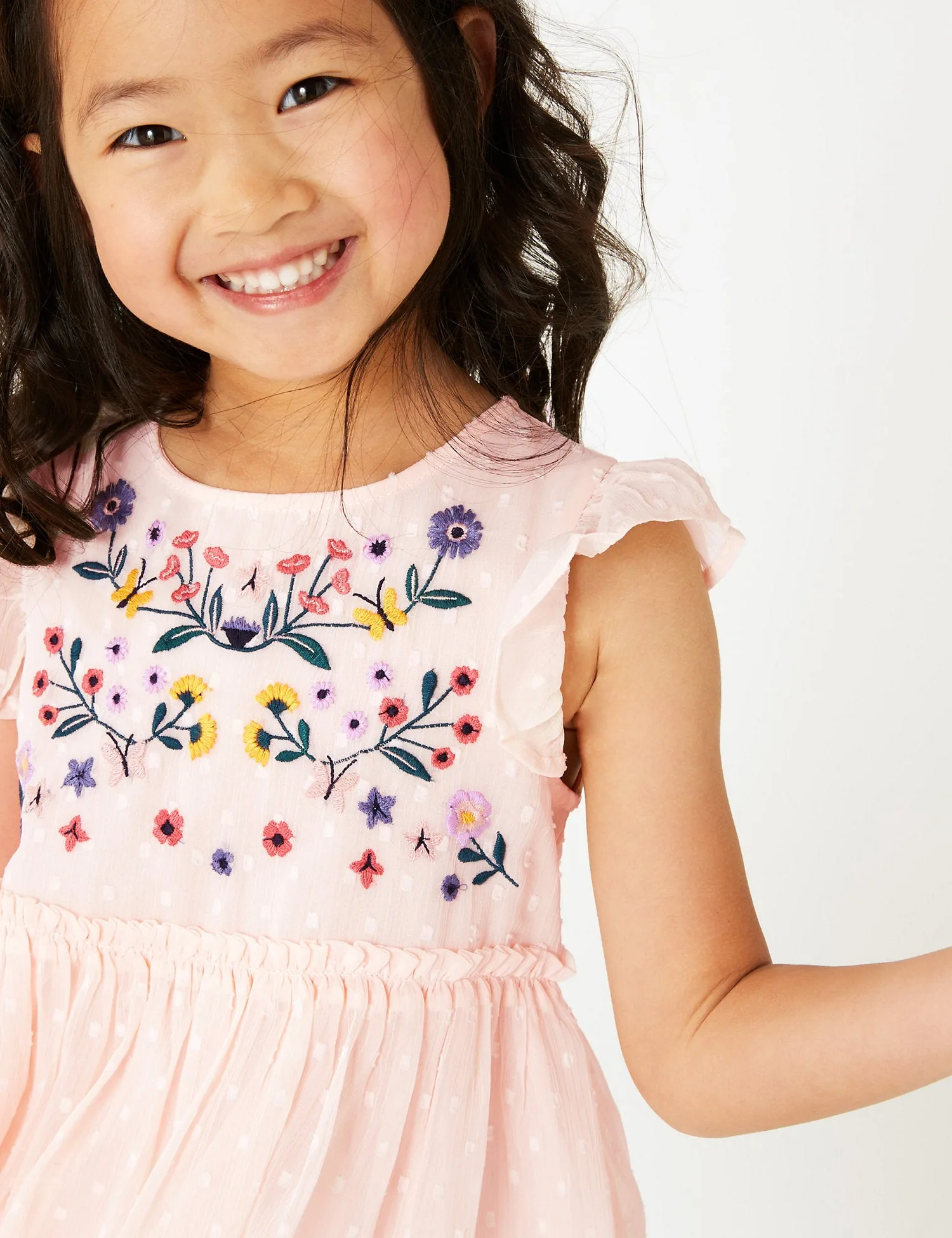 Embroidered Chiffon Dress