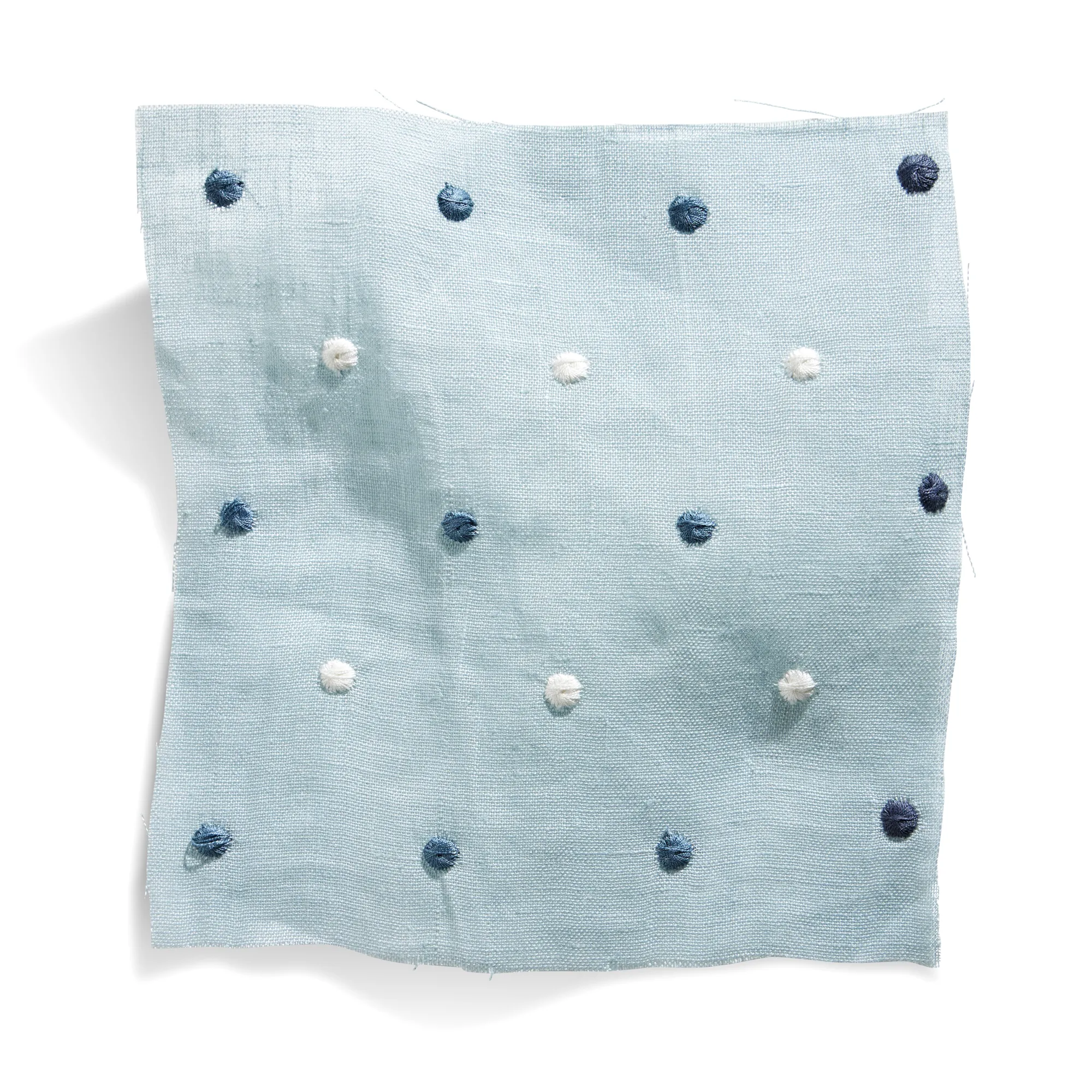 Embroidered Dots Sheer Fabric in Light Blue