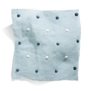 Embroidered Dots Sheer Fabric in Light Blue