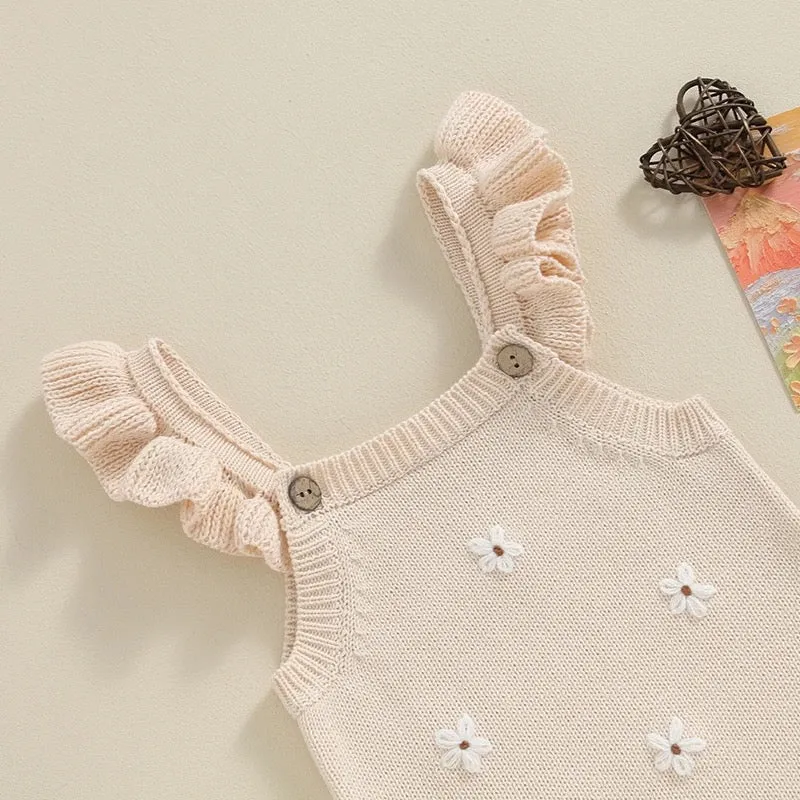 Embroidered Knit Romper
