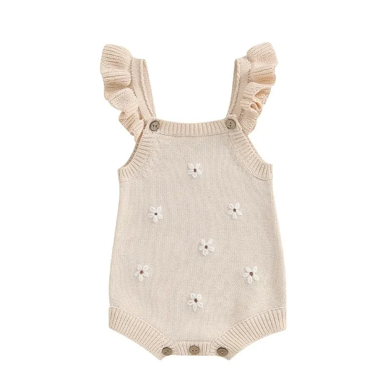 Embroidered Knit Romper
