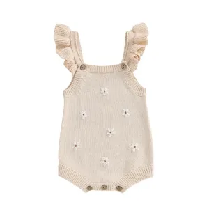 Embroidered Knit Romper