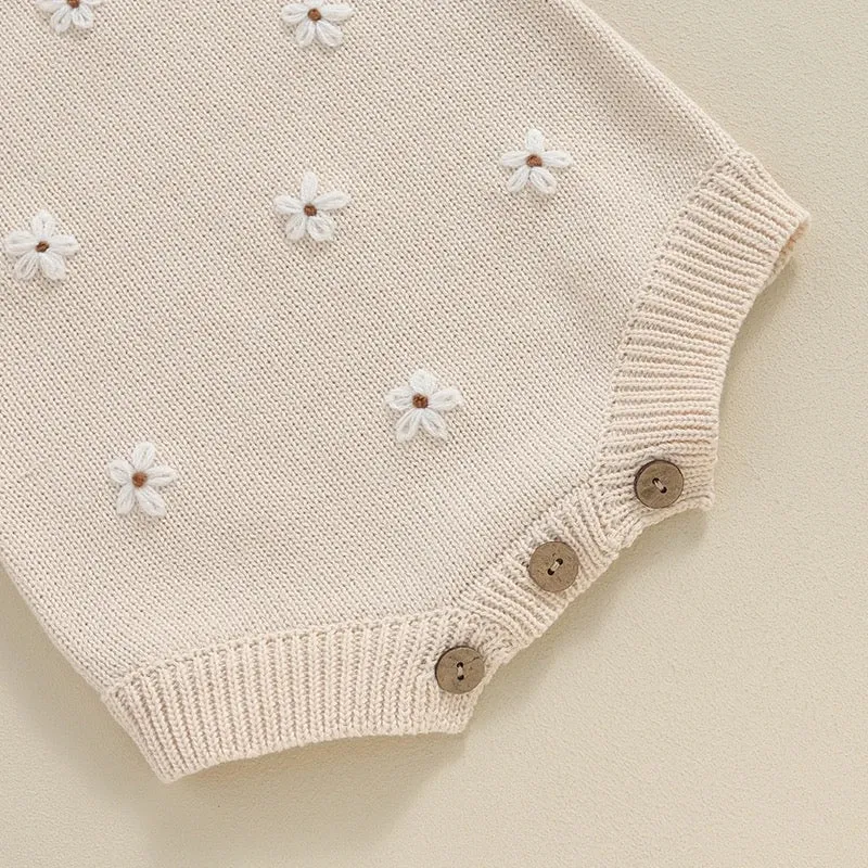 Embroidered Knit Romper
