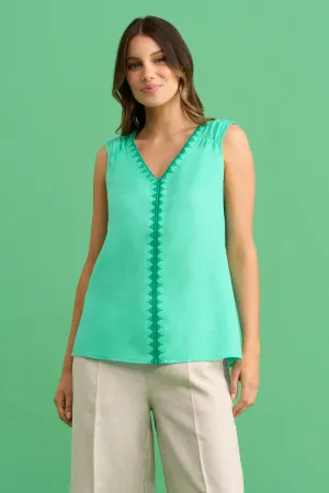 Embroidered Linen Top