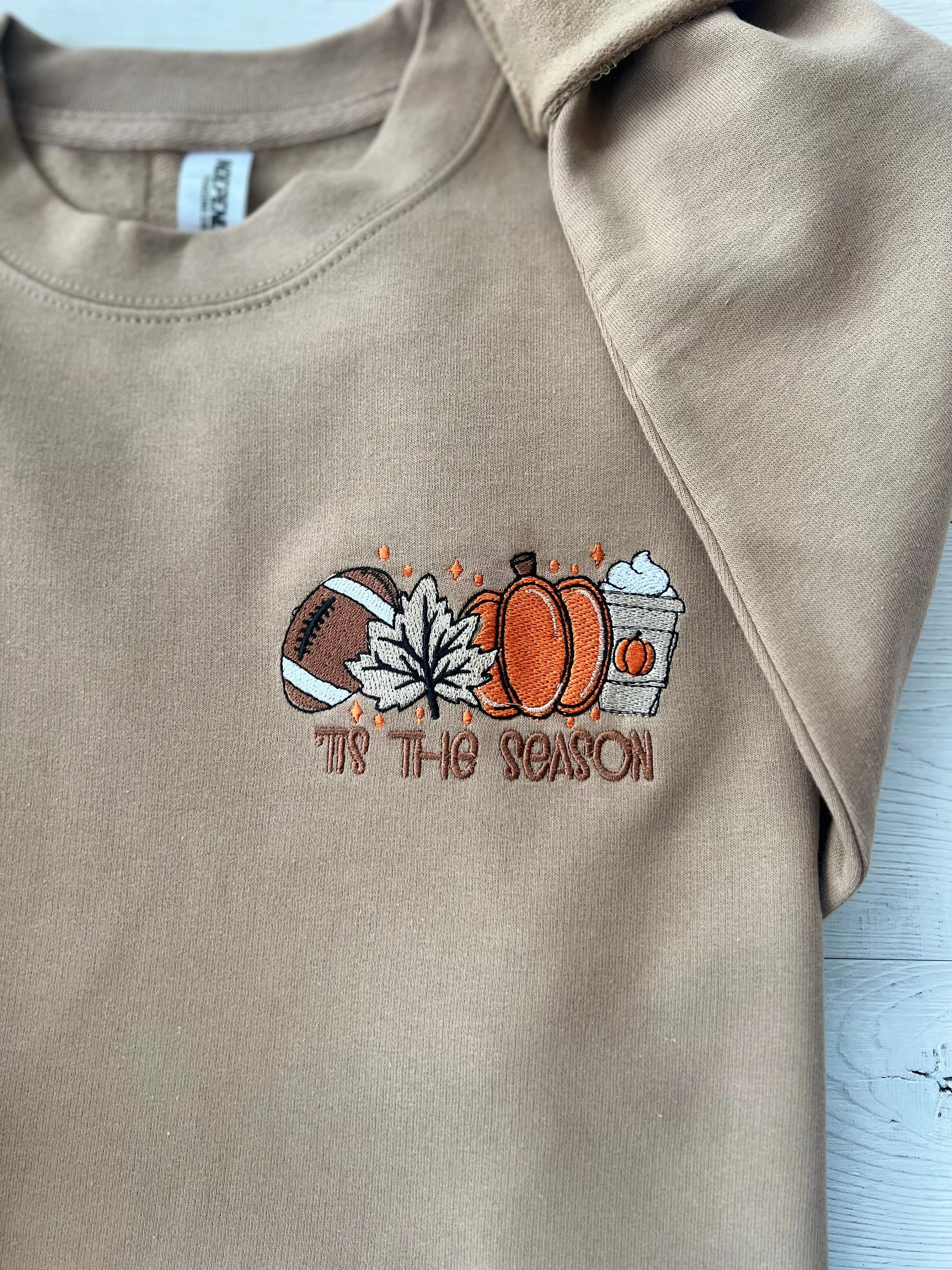 Embroidered "Tis The Season" Fall Oversized Crewneck