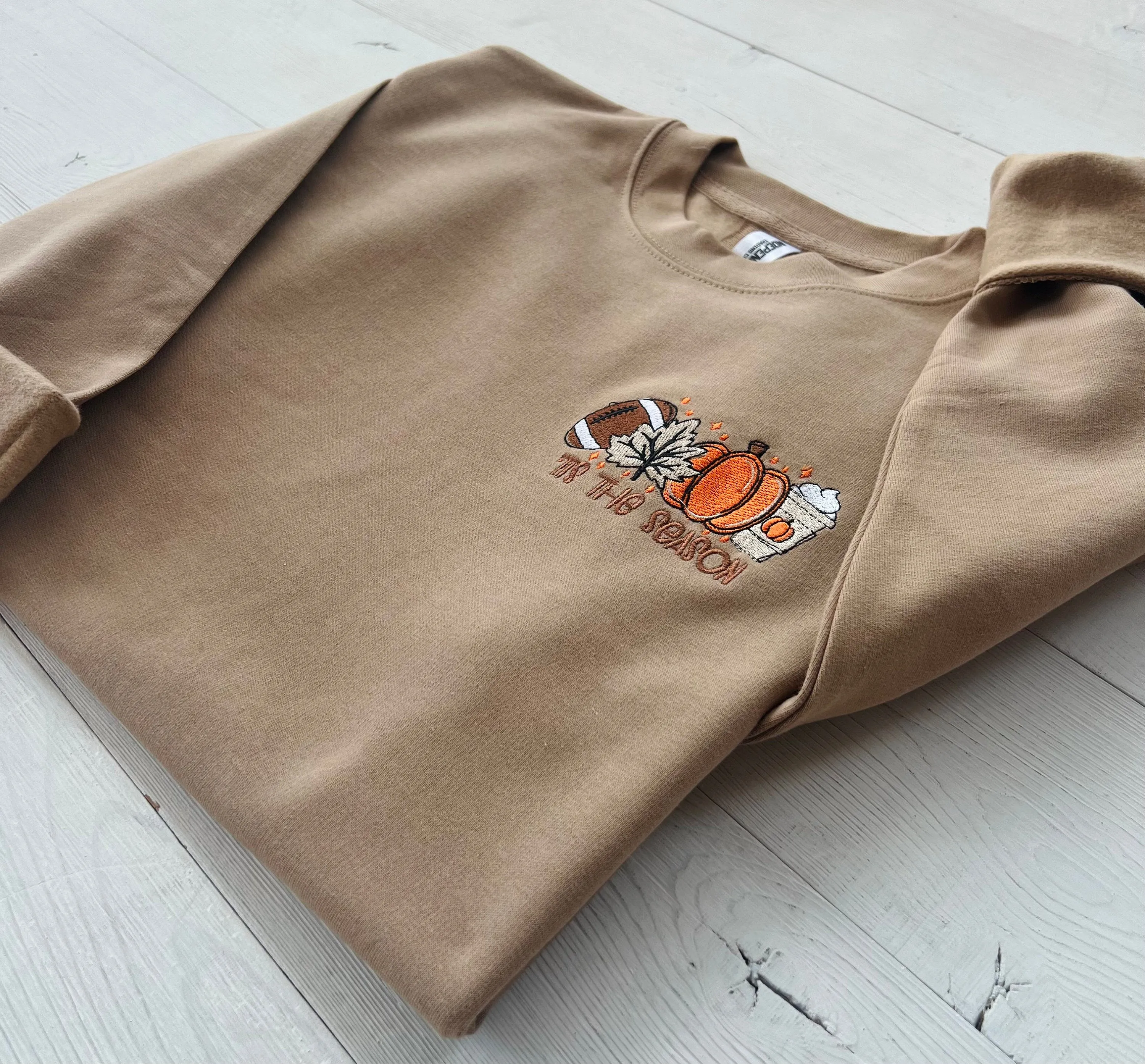 Embroidered "Tis The Season" Fall Oversized Crewneck
