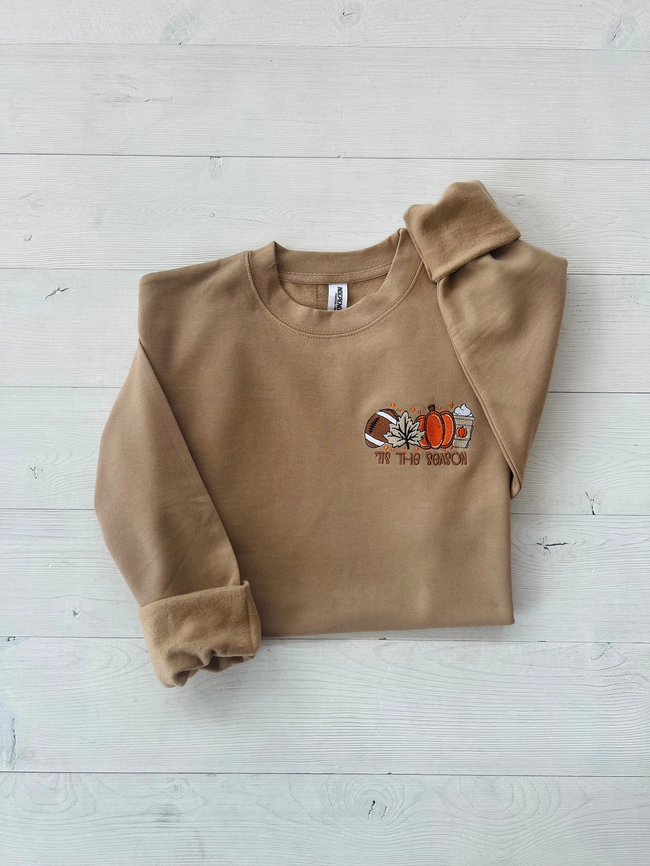 Embroidered "Tis The Season" Fall Oversized Crewneck
