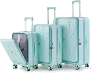 Expandable 3-Piece Luggage Set for Effortless Travel, Lightweight and Durable with Spinner Wheels, Mint Green