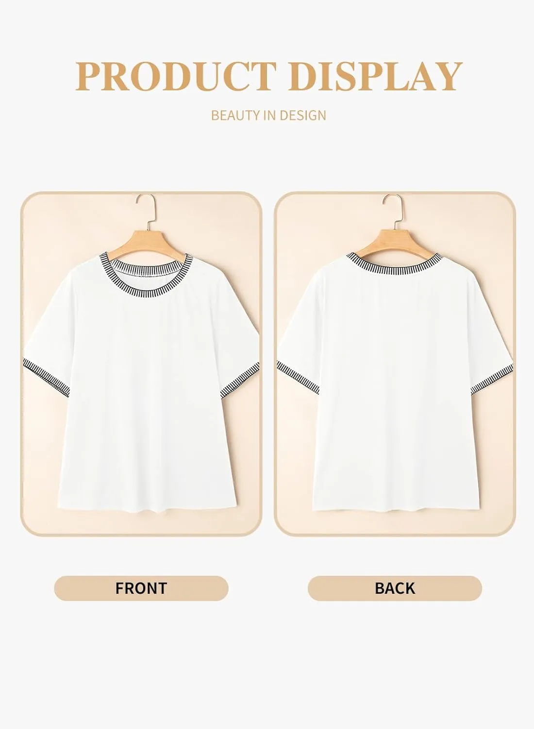 Eytino Womens Plus Size T Shirts Crewneck Striped Color Block Short Sleeve Tops Loose Casual Tee Shirts Blouse(1X-5X)