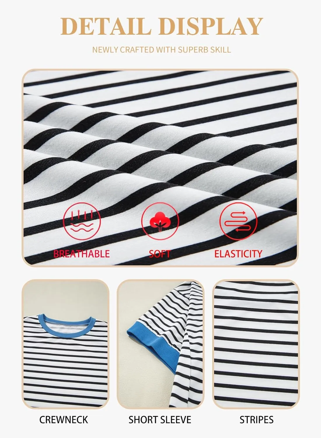 Eytino Womens Plus Size Tops Casual Short Sleeve Striped Color Block Shirts Crewneck Pullover T Shirts(1X-5X)