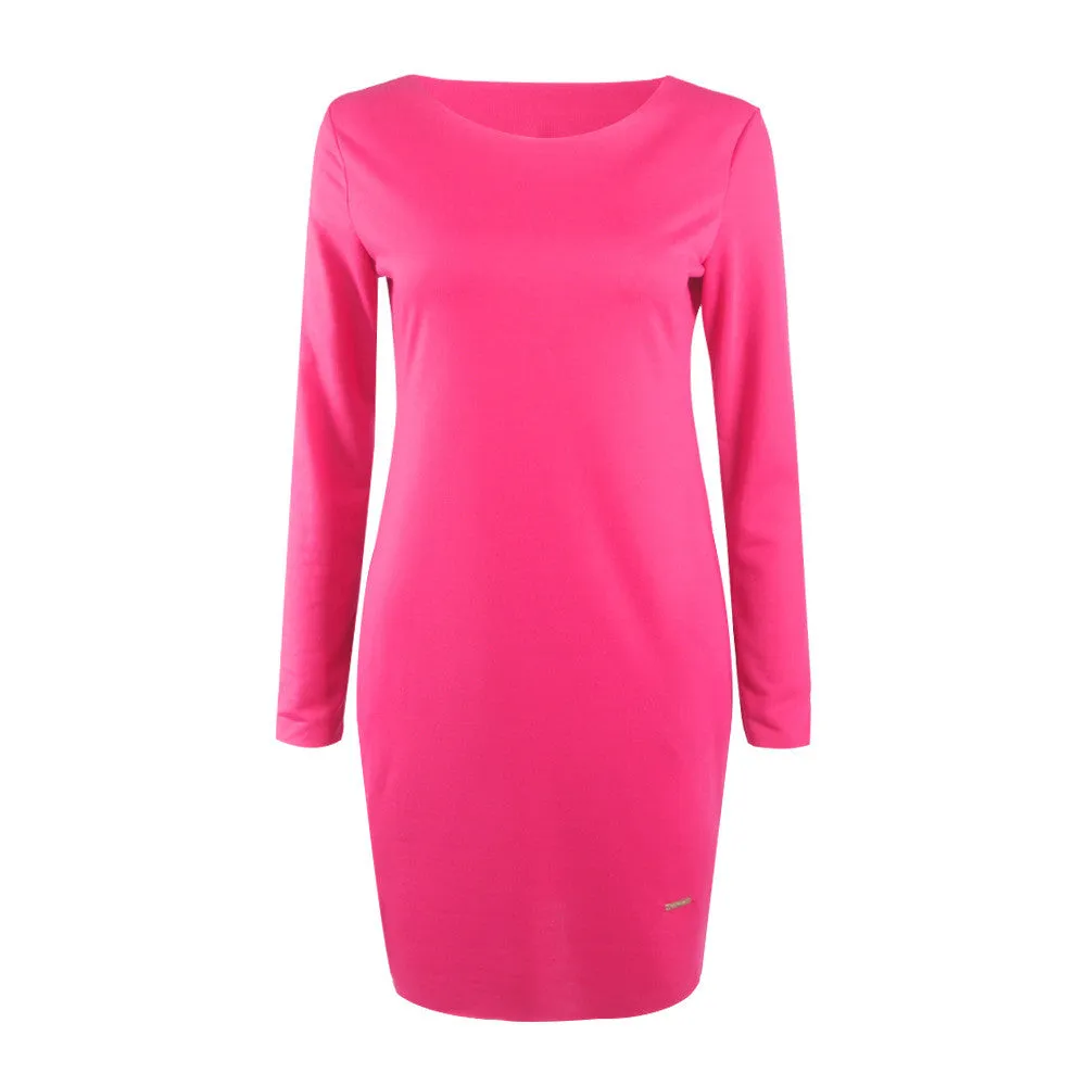 Fashion Loose Hidden Poctkets Long Sleeve Short Dress
