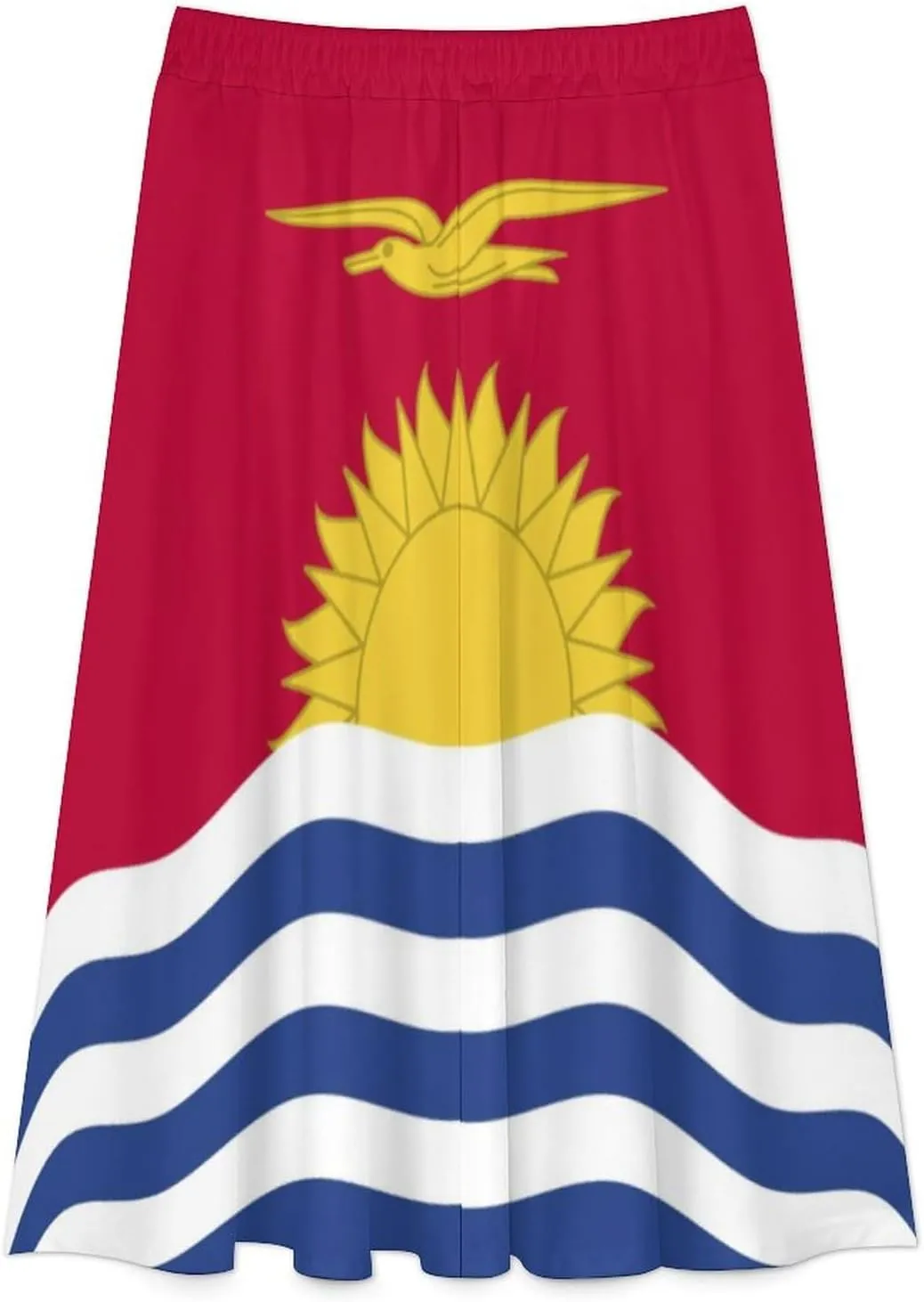 Fattyeery Skirts for Womens Kiribati Flag Summer Comfy Dress Casual High Waist Holiday Long Skirts