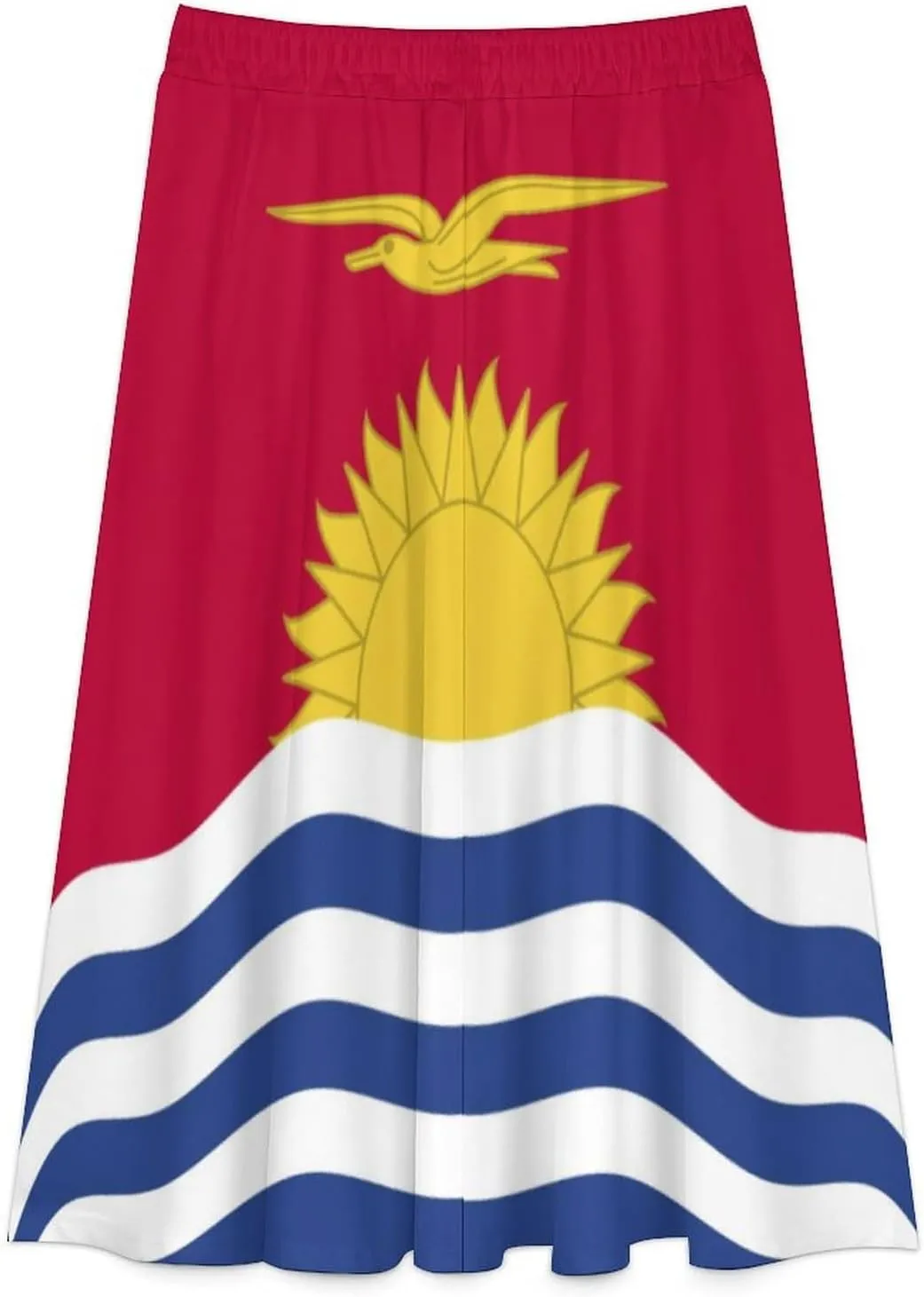 Fattyeery Skirts for Womens Kiribati Flag Summer Comfy Dress Casual High Waist Holiday Long Skirts