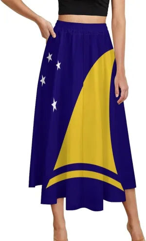 Fattyeery Skirts for Womens Tonga Flag Summer Comfy Dress Casual High Waist Holiday Long Skirts